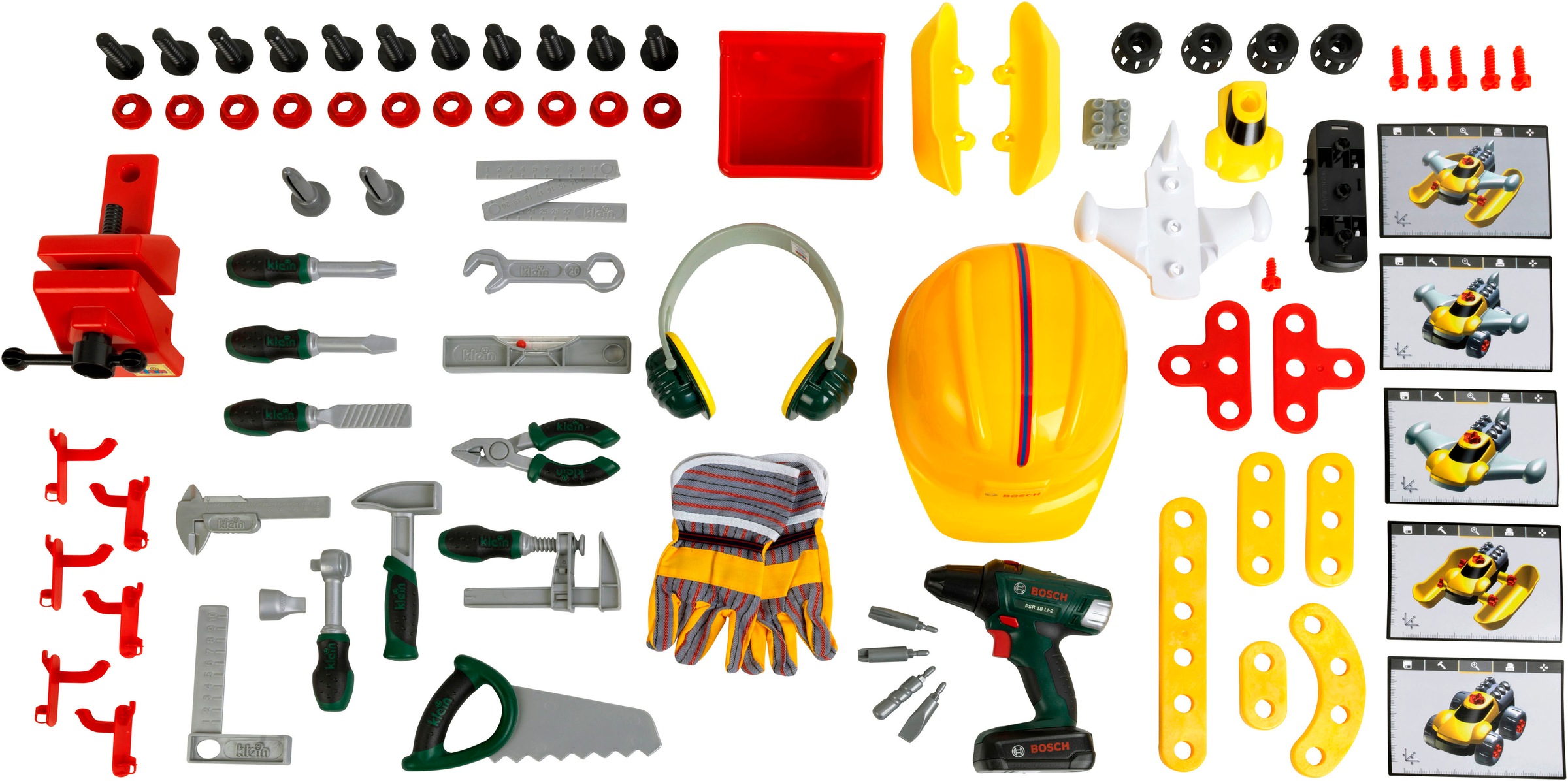 Klein Spielwerkbank »BOSCH-Workstation Mega, mit Handwerker Set« mit BOSCH Akkuschrauber; Made in Germany