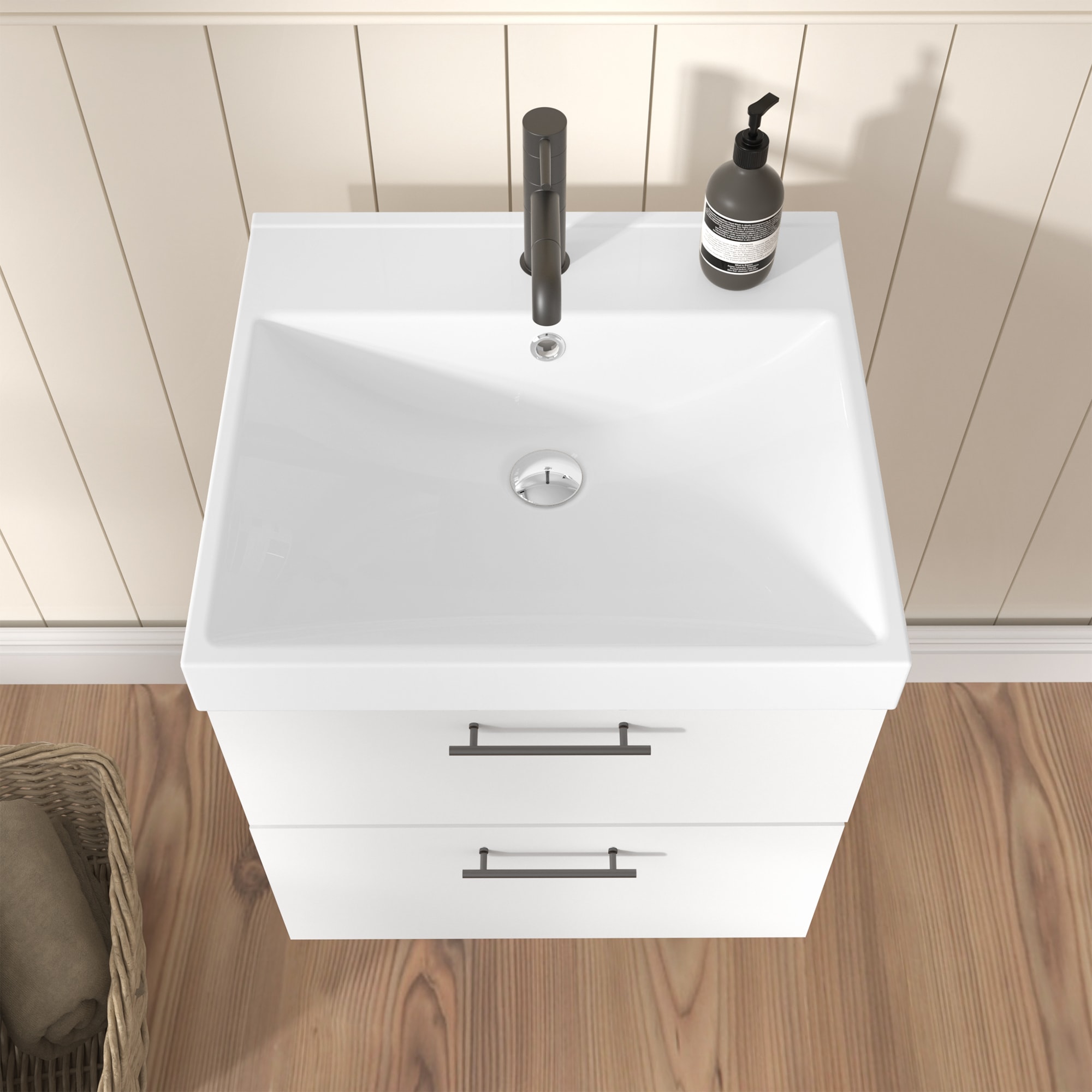 welltime Vasque à encastrer »Trento Deluxe« Disponible avec nano glaçure en 51, 61, 81, 101 et 121 cm.