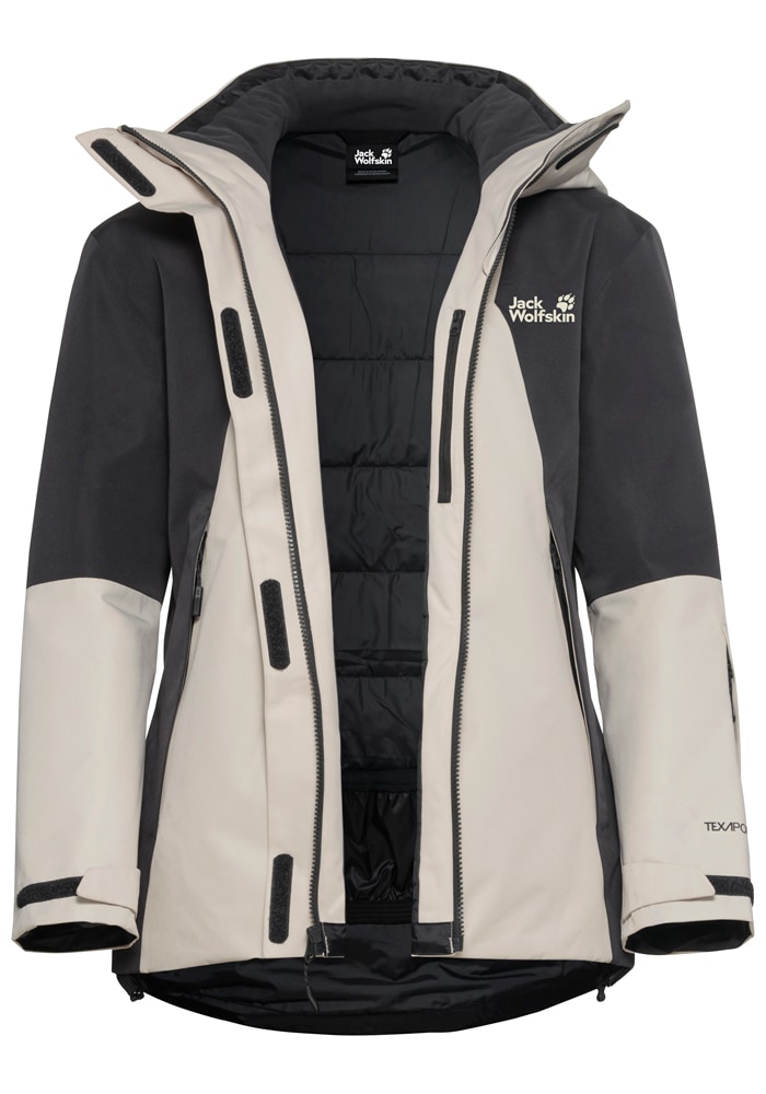 Jack Wolfskin Skijacke »FLOWLINE 2L INS JKT W« mit Kapuze mit TEXAPORE 2L, abnehmbare Kapuze, atmungsaktiv, wasserdicht