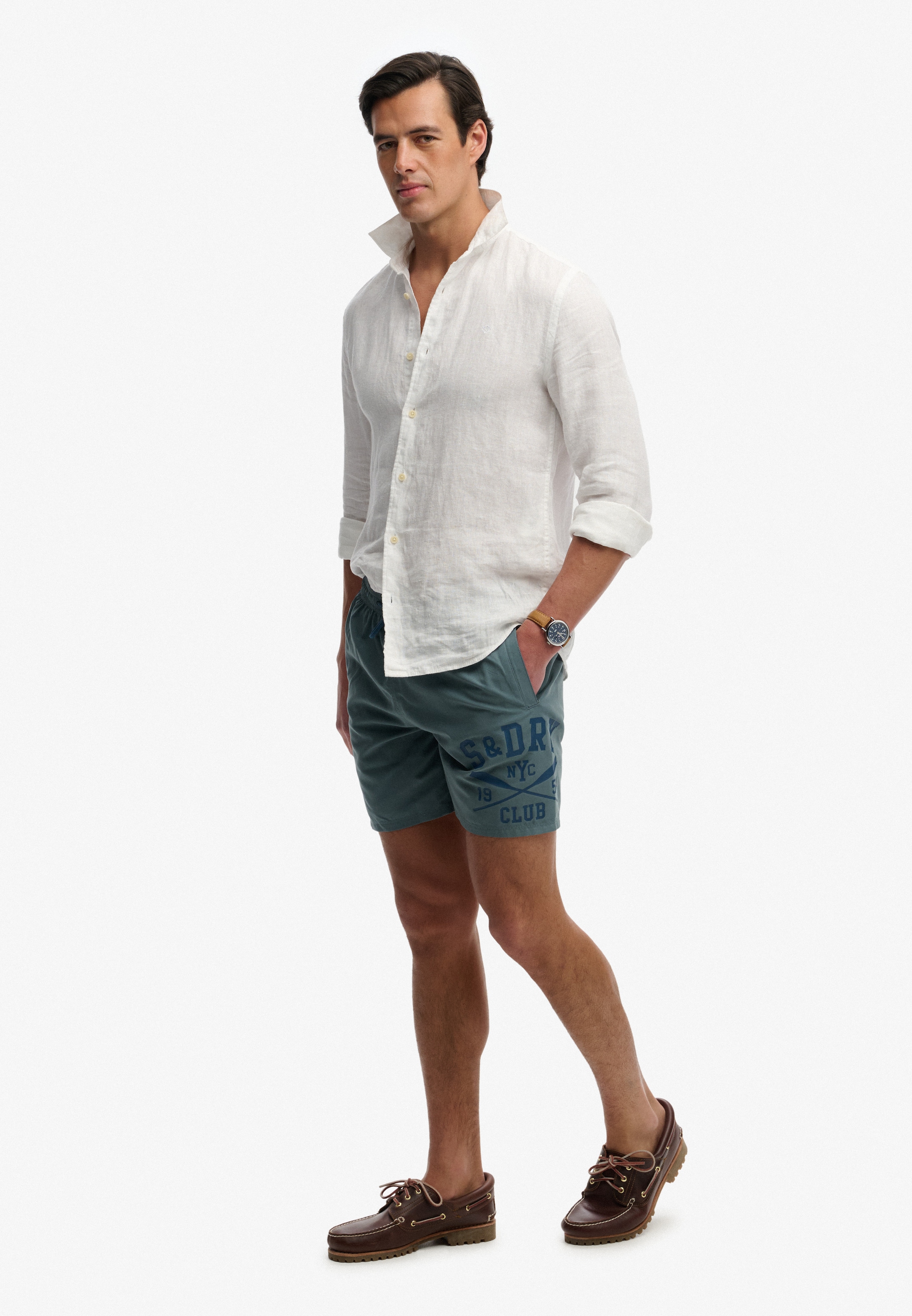Superdry Short de bain »PRINTED LOGO 16 SWIM SHORT« coupe mode, design uni, en polyester, facile d'entretien