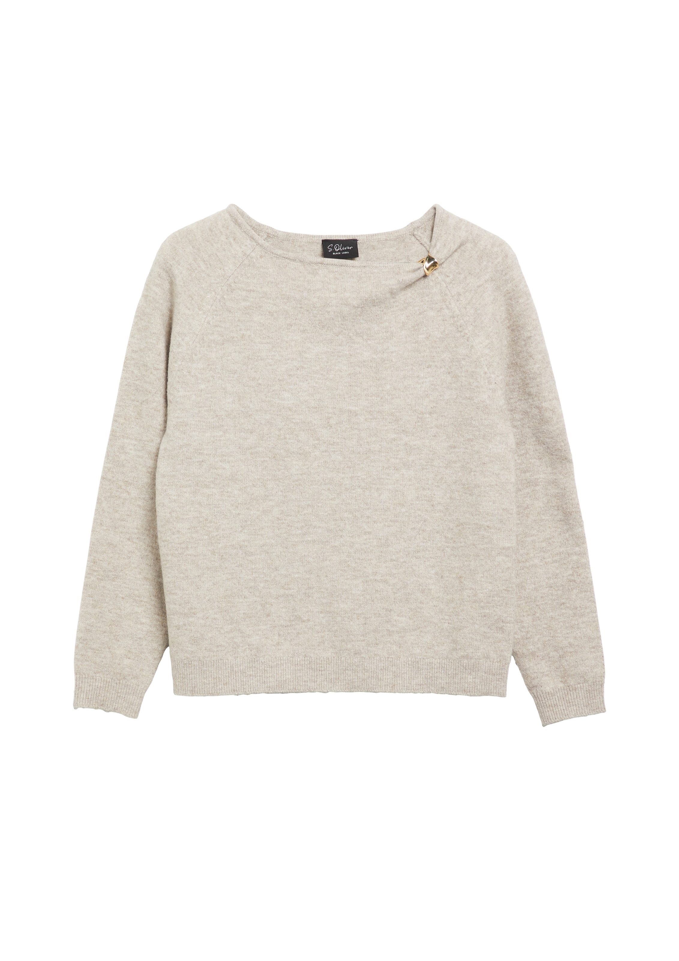 s.Oliver BLACK LABEL Strickpullover Langarm / U-Boot-Ausschnitt /  Zier-Element an der Schulter