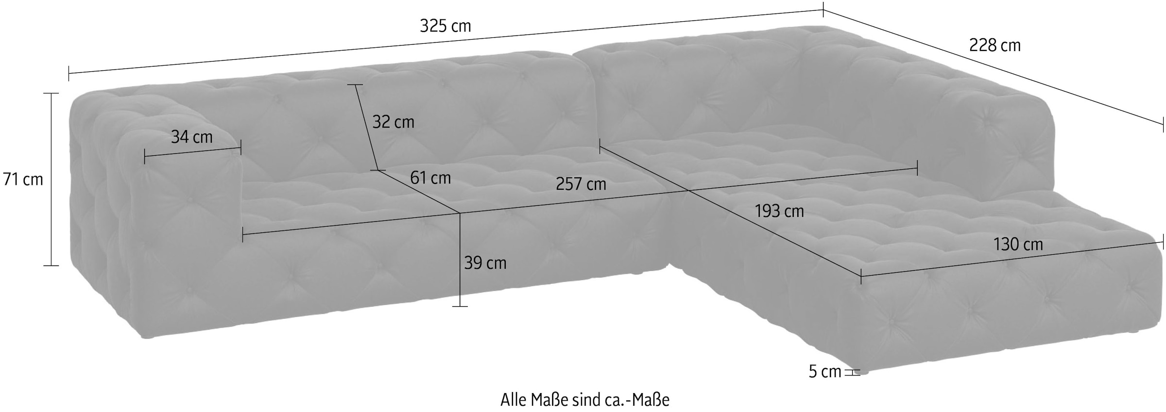 Home affaire Canapé d'angle »FOLLINA« forme en L, avec capitonnage classique Chesterfield