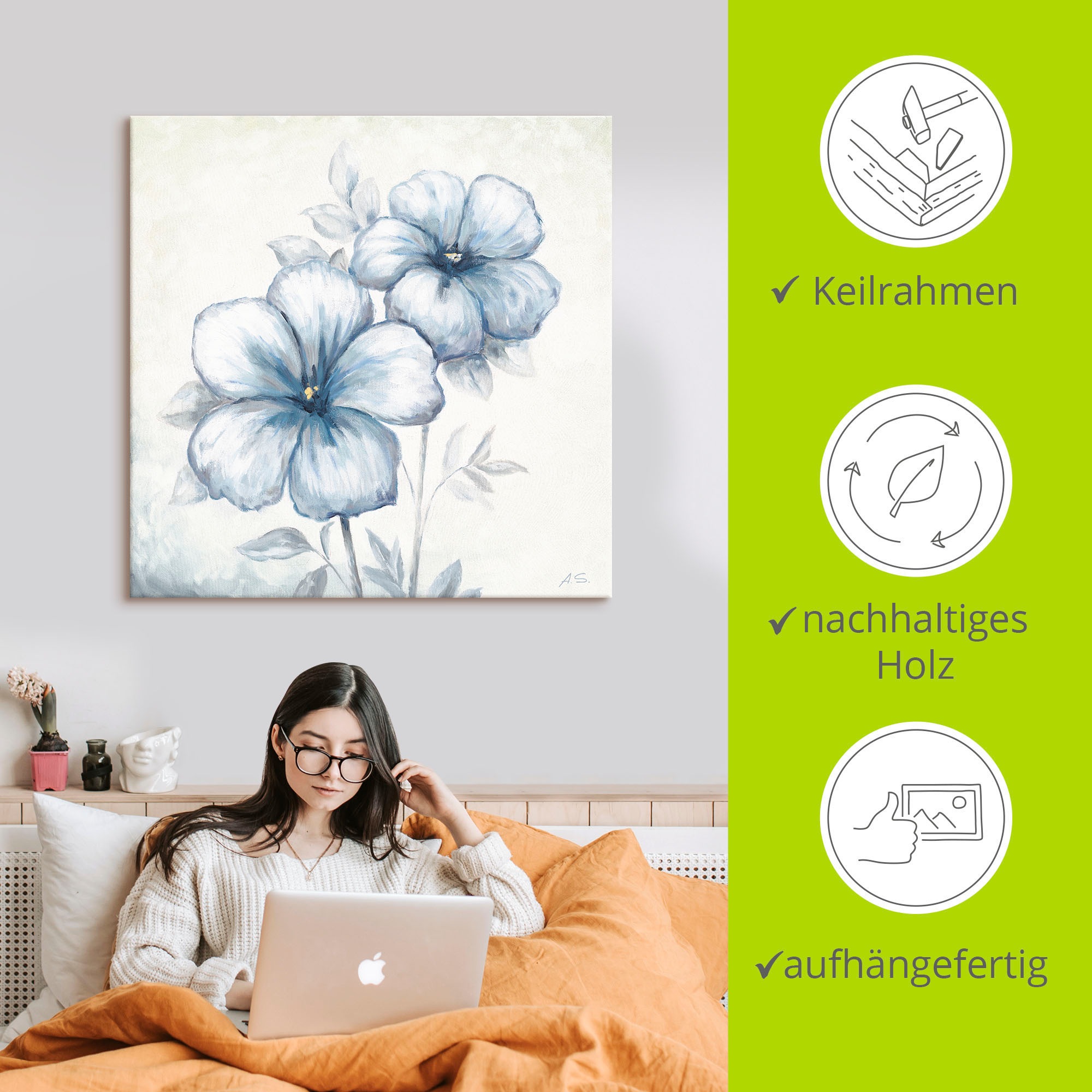 Artland Wandbild »Blauer Mohn« Blumen 1 Stk. tlg. als Leinwandbild, Poster, Wandaufkleber in verschied. Grössen