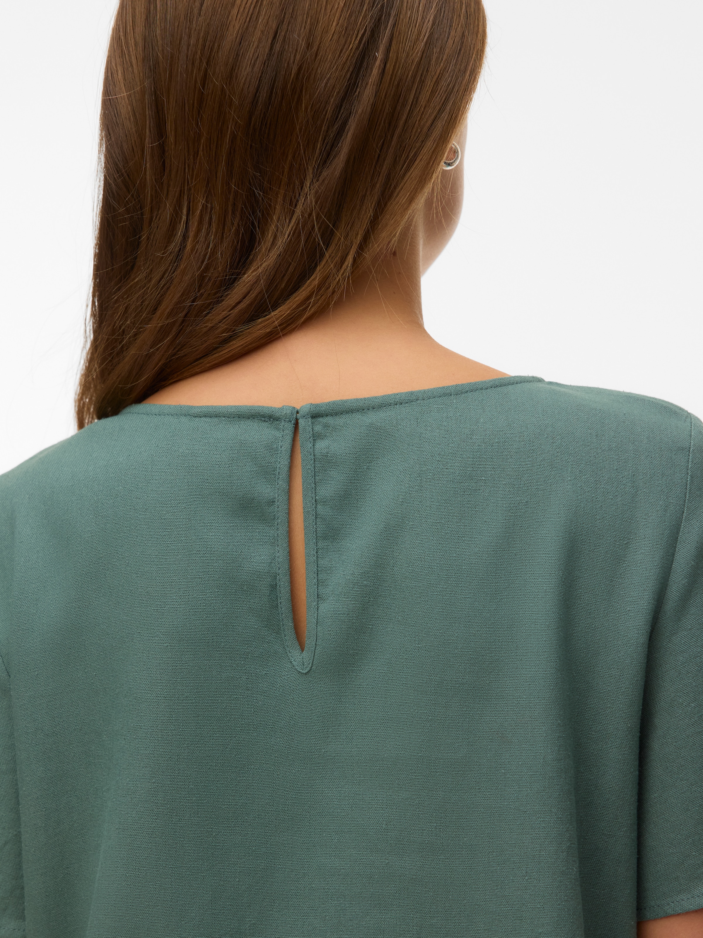 Vero Moda Chemisier »VMMYMILO SS O-NECK TOP WVN GA« mit Leinen