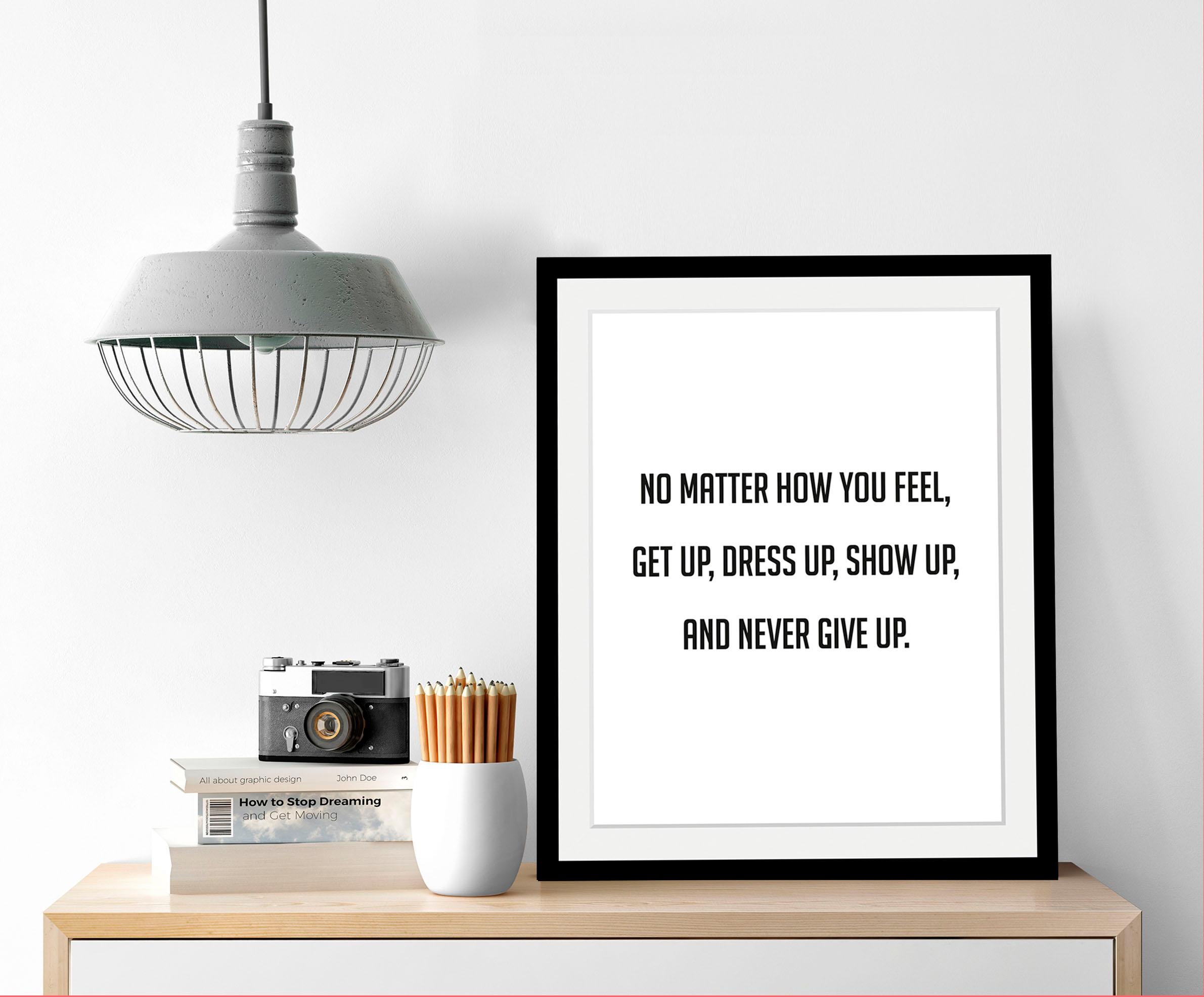 queence Image »Motivation« HD Premium Poster-Druck inkl. Holzrahmen