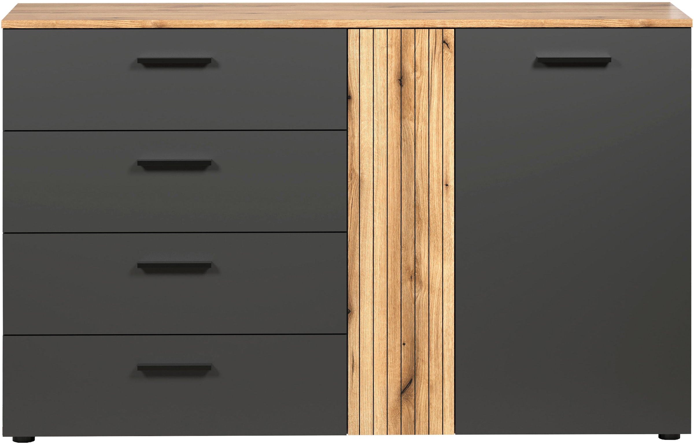 Home affaire Commode »Estepona« 1 cuis tlg. armoire à tiroirs à effet rainuré avec fonction de sortie totale