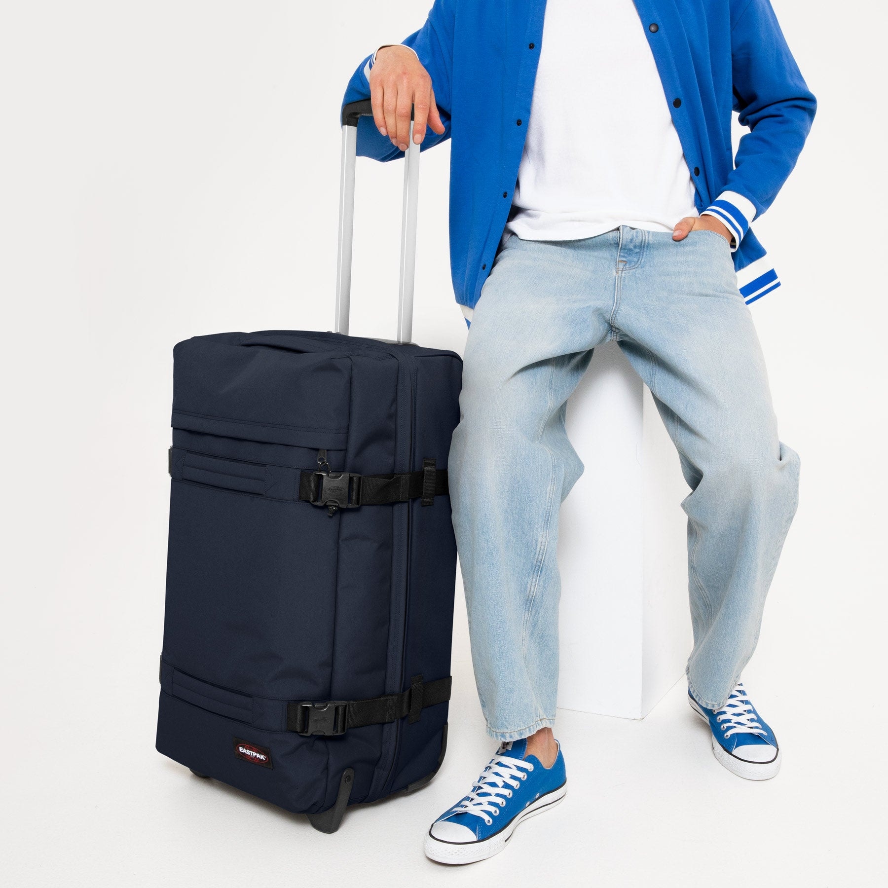 Eastpak Trolley à bagages souples »TRANSIT'R M« 78 litre 2 Rollen Reisegepäck Aufgabegepäck Reisekoffer mit TSA Schloss Reisetasche