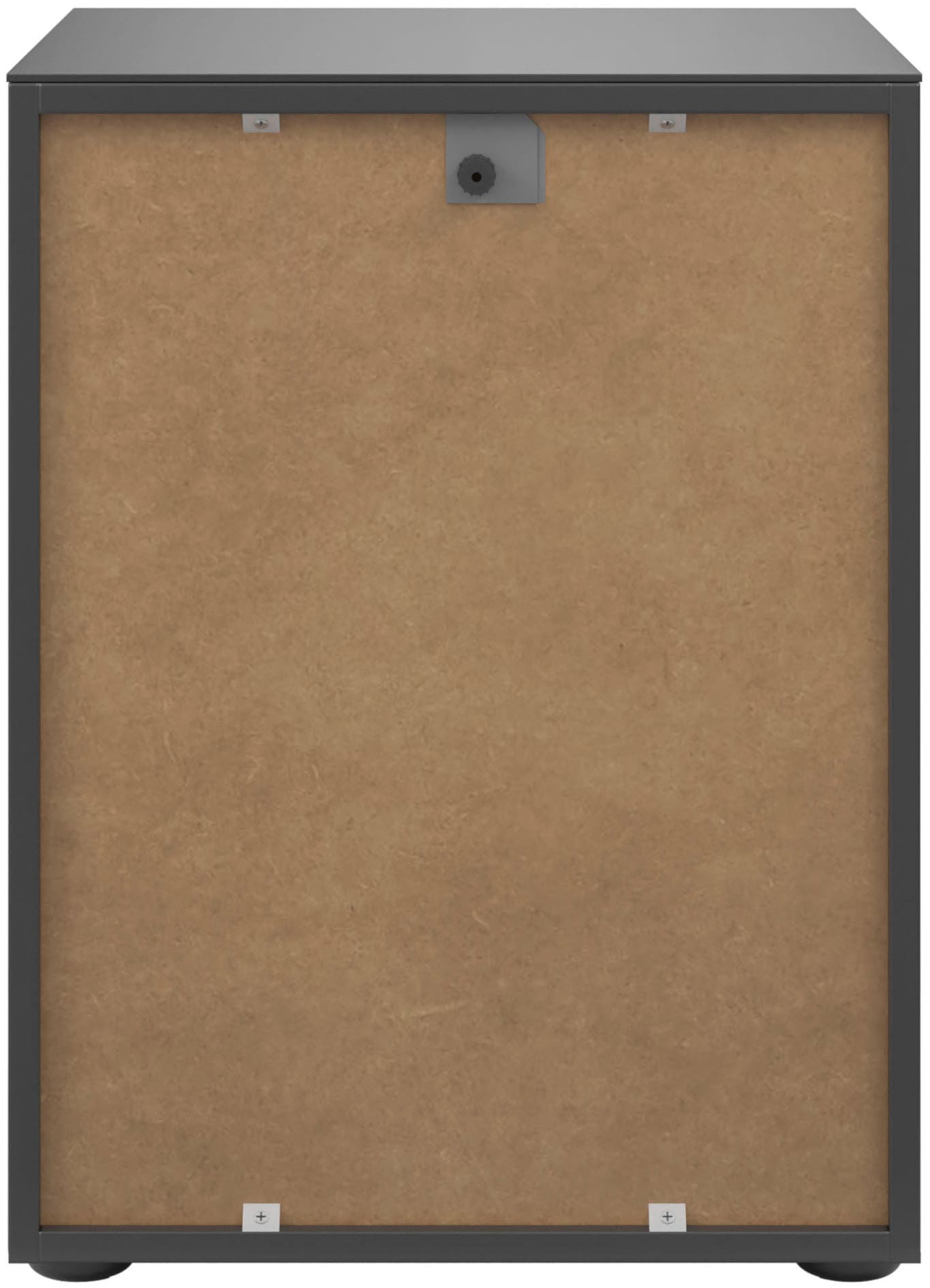 Manjana Möbel Nachtkommode »mit Chrom oder Schwarz matten Metallgriffen« mit Glasfronten, melaminbeschichtete Oberfläche, mit Vollauszug