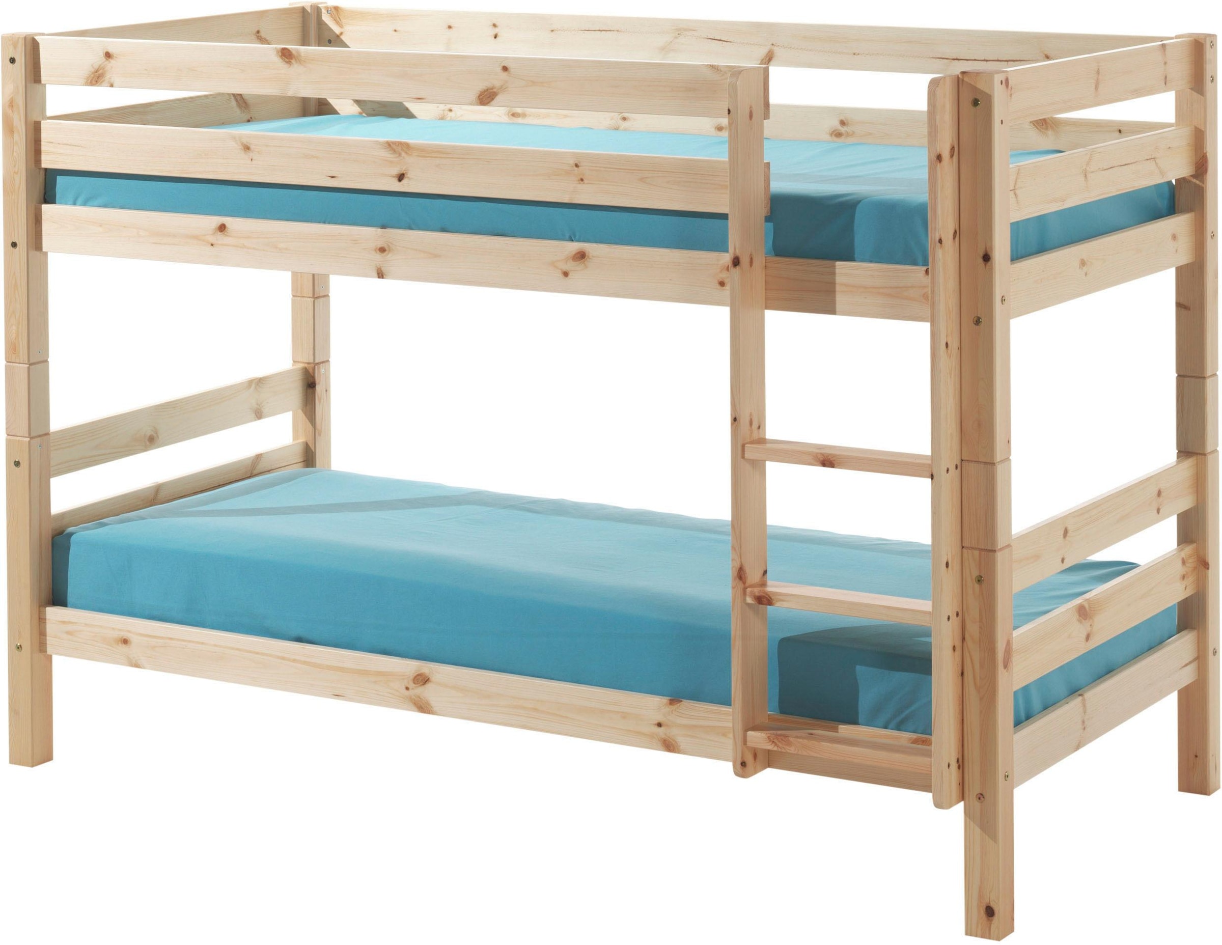 Vipack Lit superposé »Pino, inkl. Rolllattenrost, Leiter und Absturzschutz« L/H/P env. 210x140x105 cm, pin massif, 2 couleurs au choix,  optionnel avec tiroir de lit sur roulettes