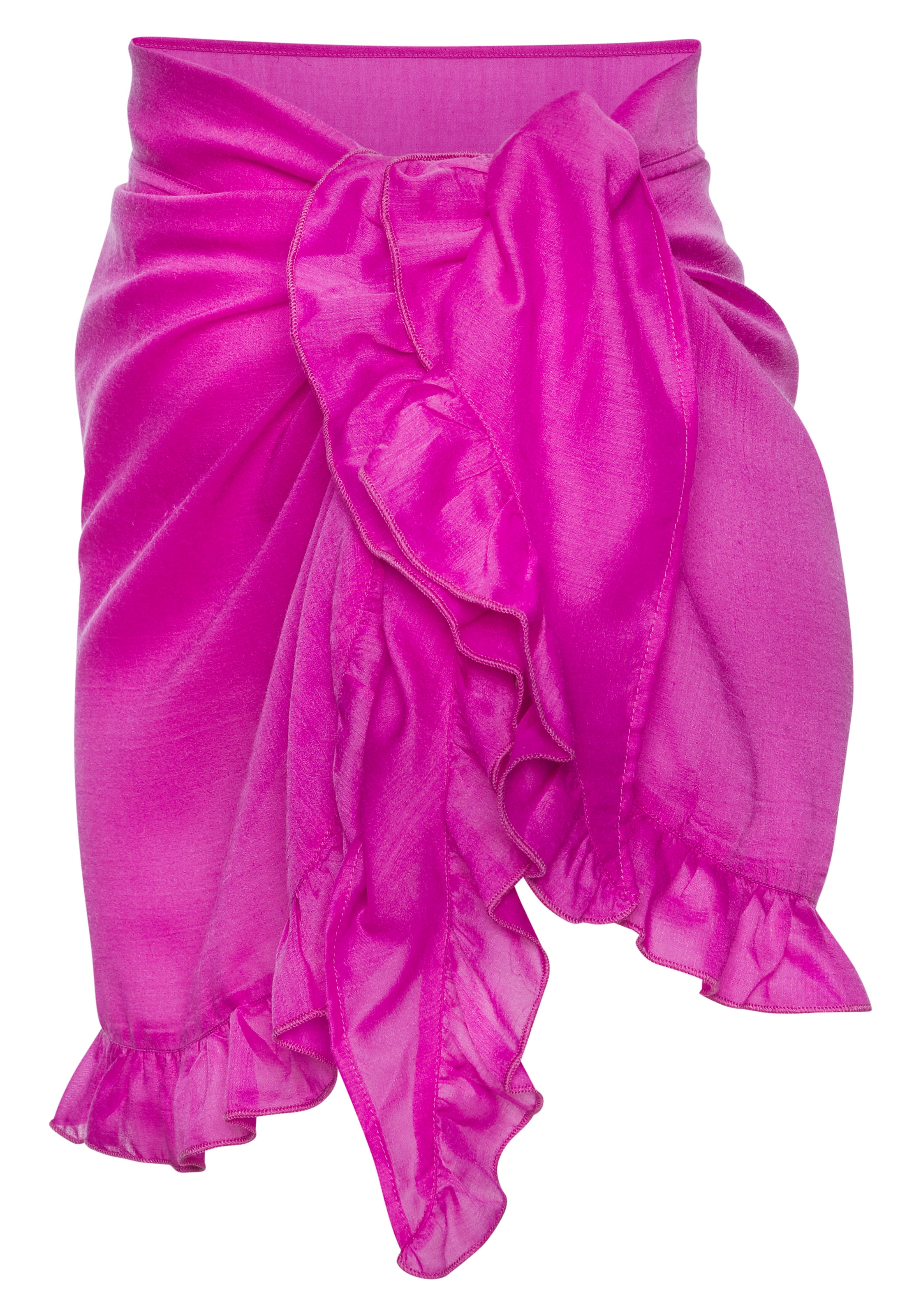 LASCANA Strandrock »mit Rüschenkante, leicht transparente Chiffonware« Pareo, kurzer Wickelrock, Beach Cover-up
