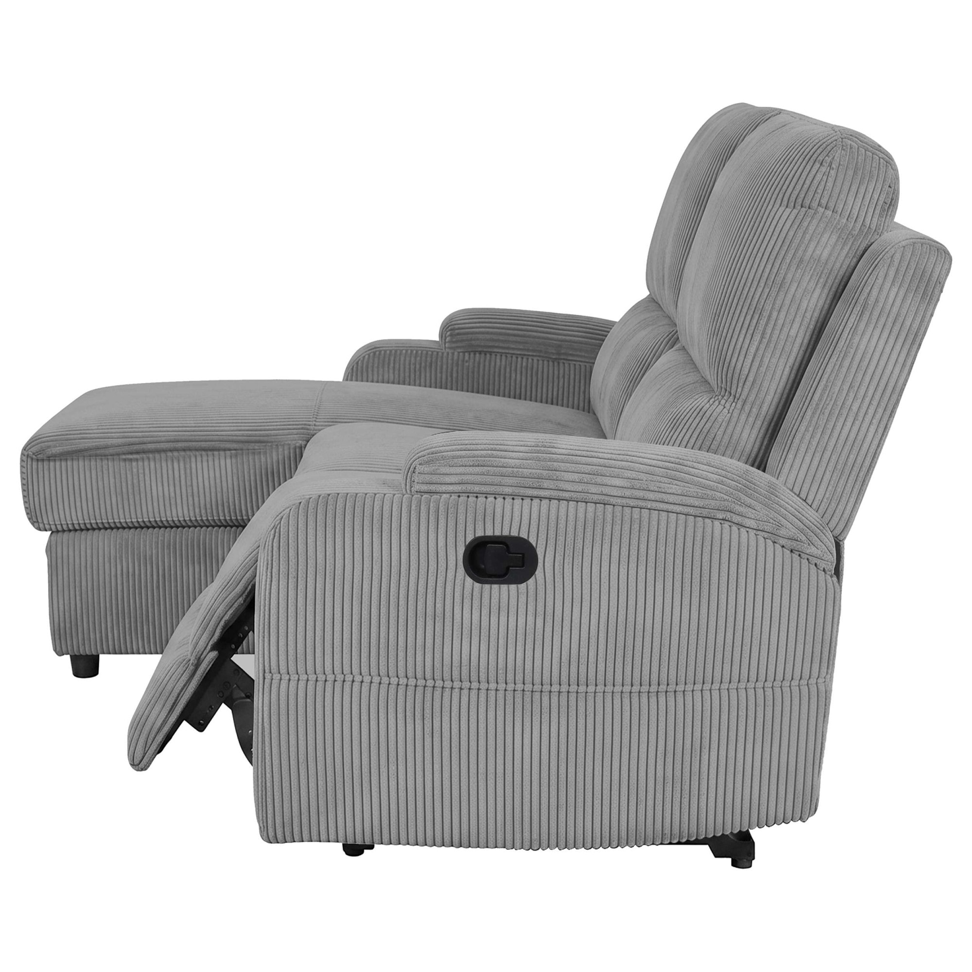 GOODproduct Canapé d'angle »NAPORI Cord, Multimediasofa, L-Form« fonction relax manuelle ou électrique, USB-A pour la version électrique, coffre de rangement