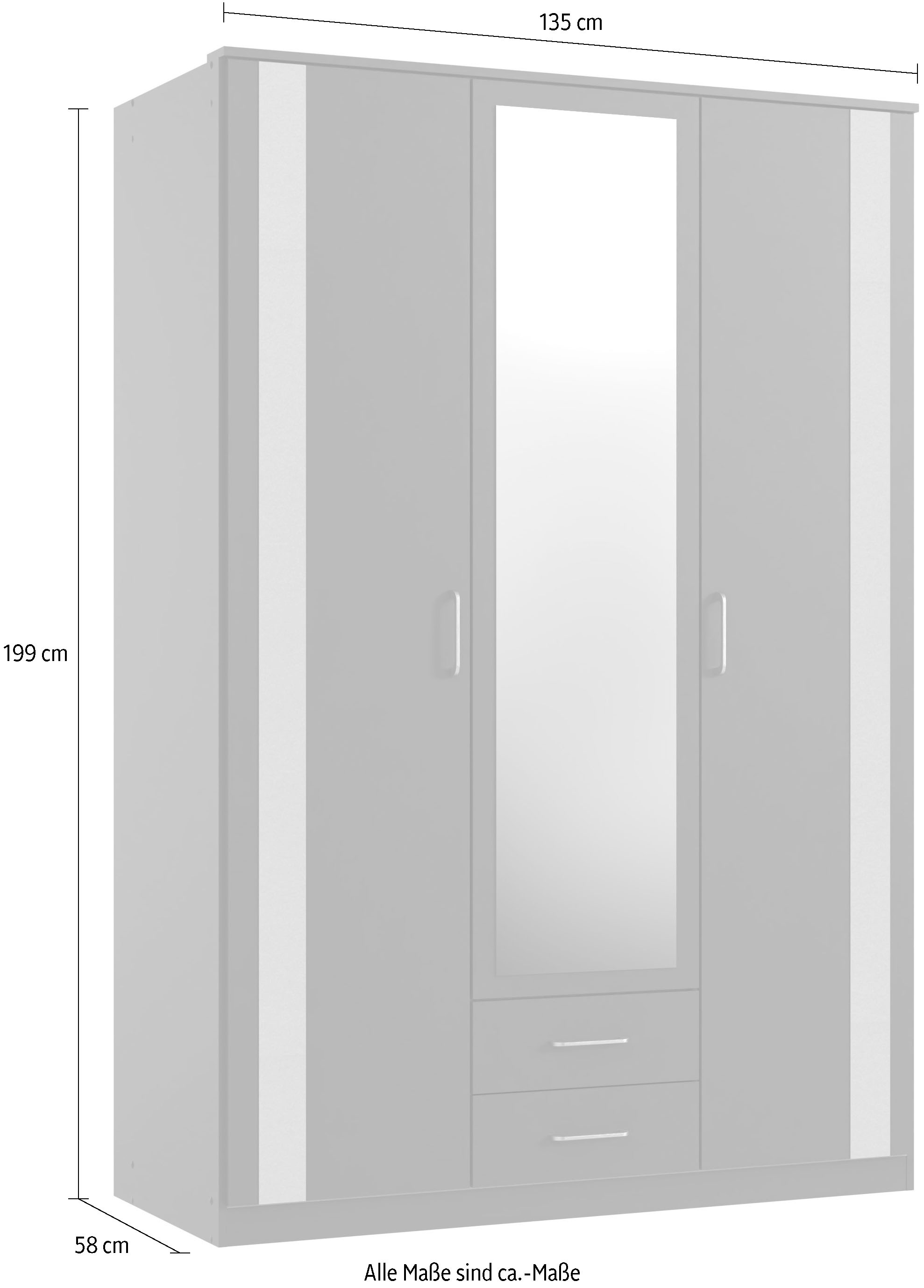 Wimex Drehtürenschrank »Agadir, wahlweise in verschiedenen Breiten und Farben erhältlich« goldfarbene Aufleistungen und Griffe