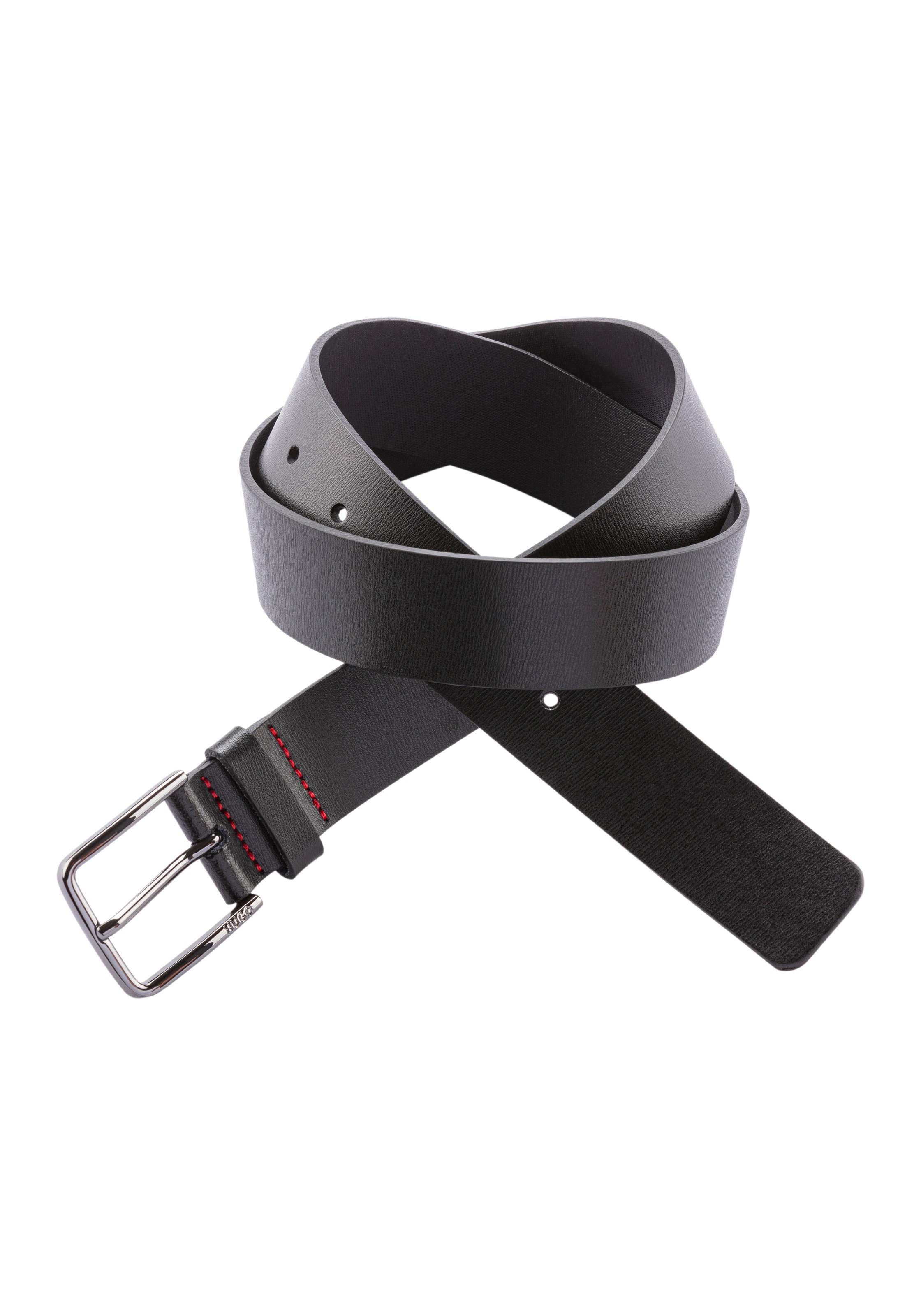 HUGO Ledergürtel »Gerik_Sz35« mit Logoprägung und kontrastfarbende Detailnaht