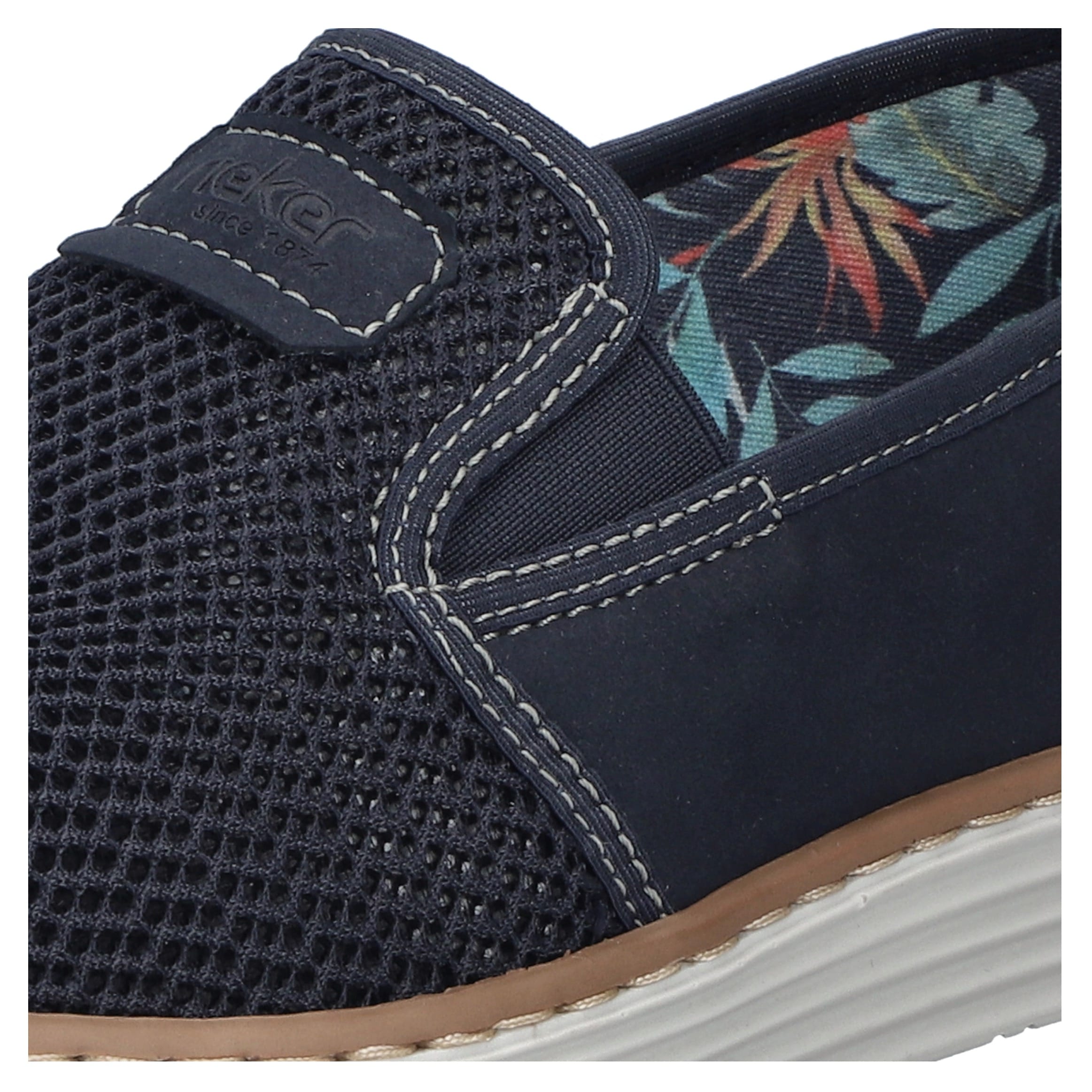 Rieker Slipper  Espadrilles, Sommerschuh mit kontrastfarbenen Ziernähten