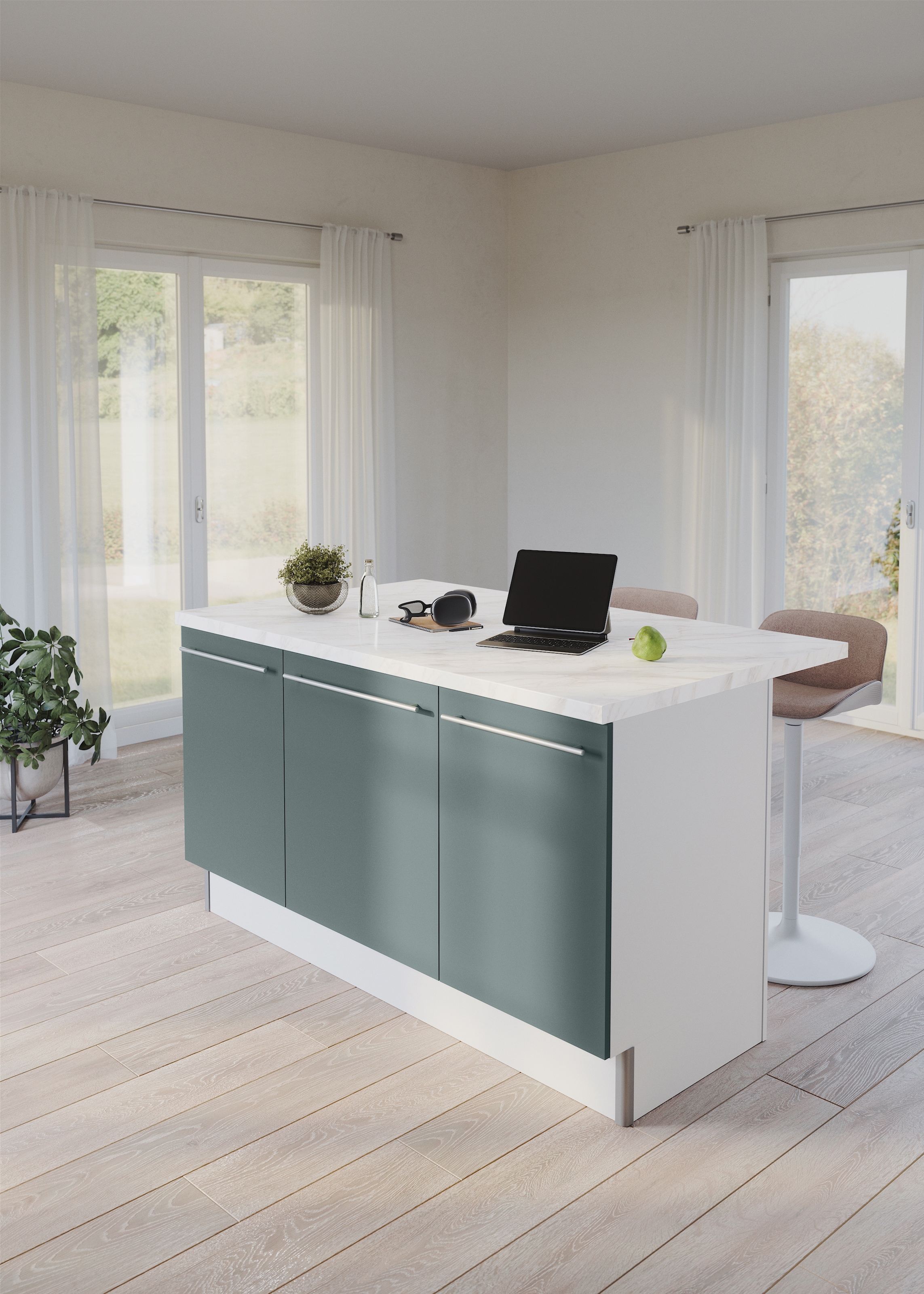 KOCHSTATION Ilot de cuisine »KS-Bern2« Stellmasse 161 x 96,5 cm, mit durchgehender Arbeitsplatte als Theke