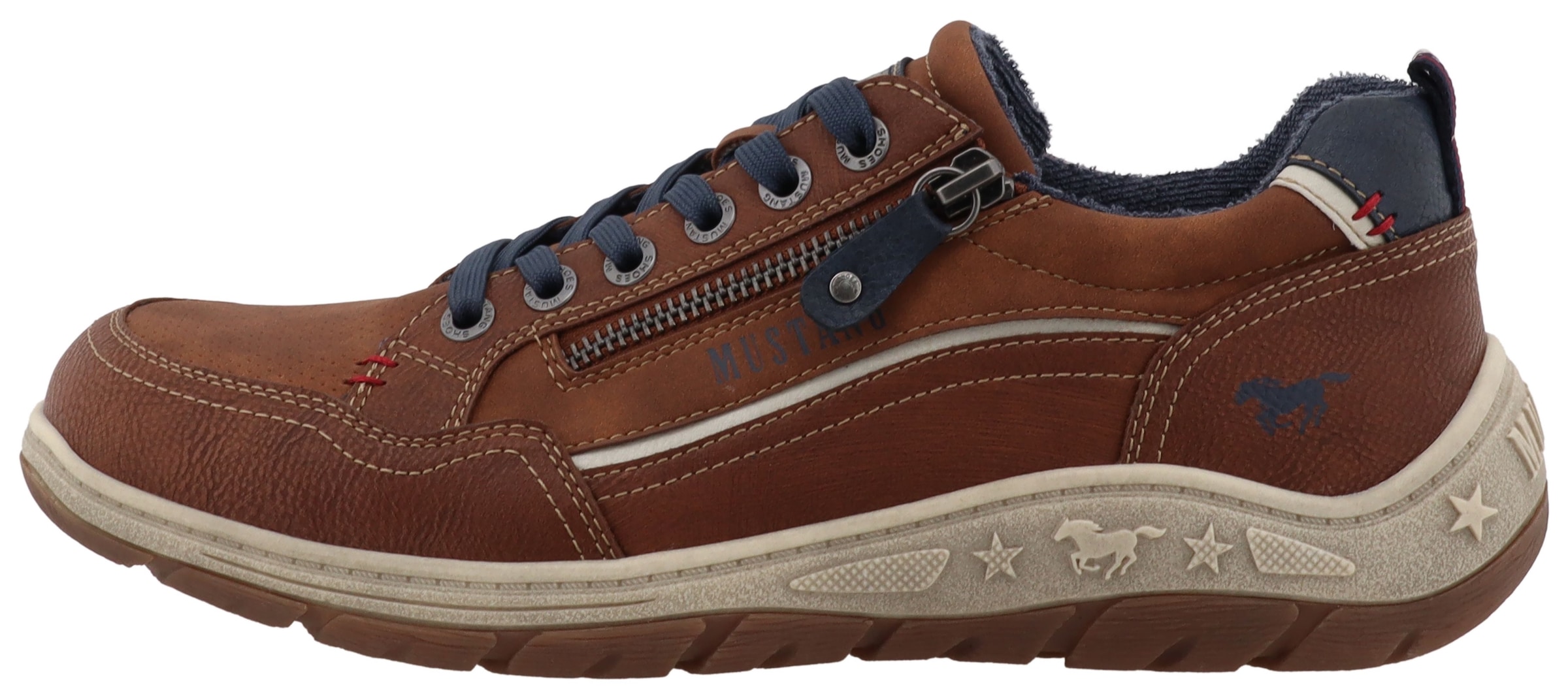 Mustang Shoes Sneakers »Benedetto«  chaussure de loisir, chaussure basse, à lacets avec fermeture éclair latérale