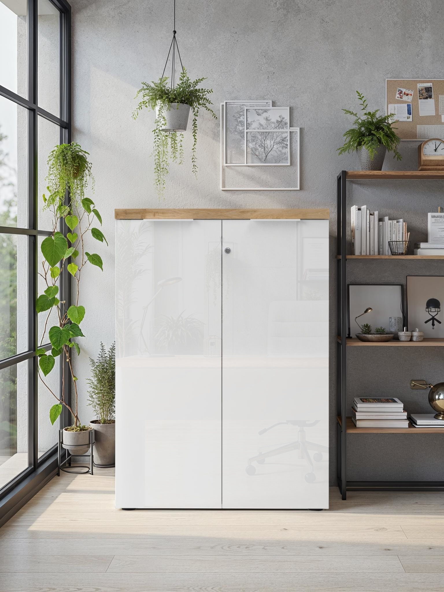 Home affaire Aktenschrank »Easy H 115 cm, Büroschrank, Mehrzweckschrank mit 2 Türen« Metallgriffe,  abschliessbar, Top 38 mm stark