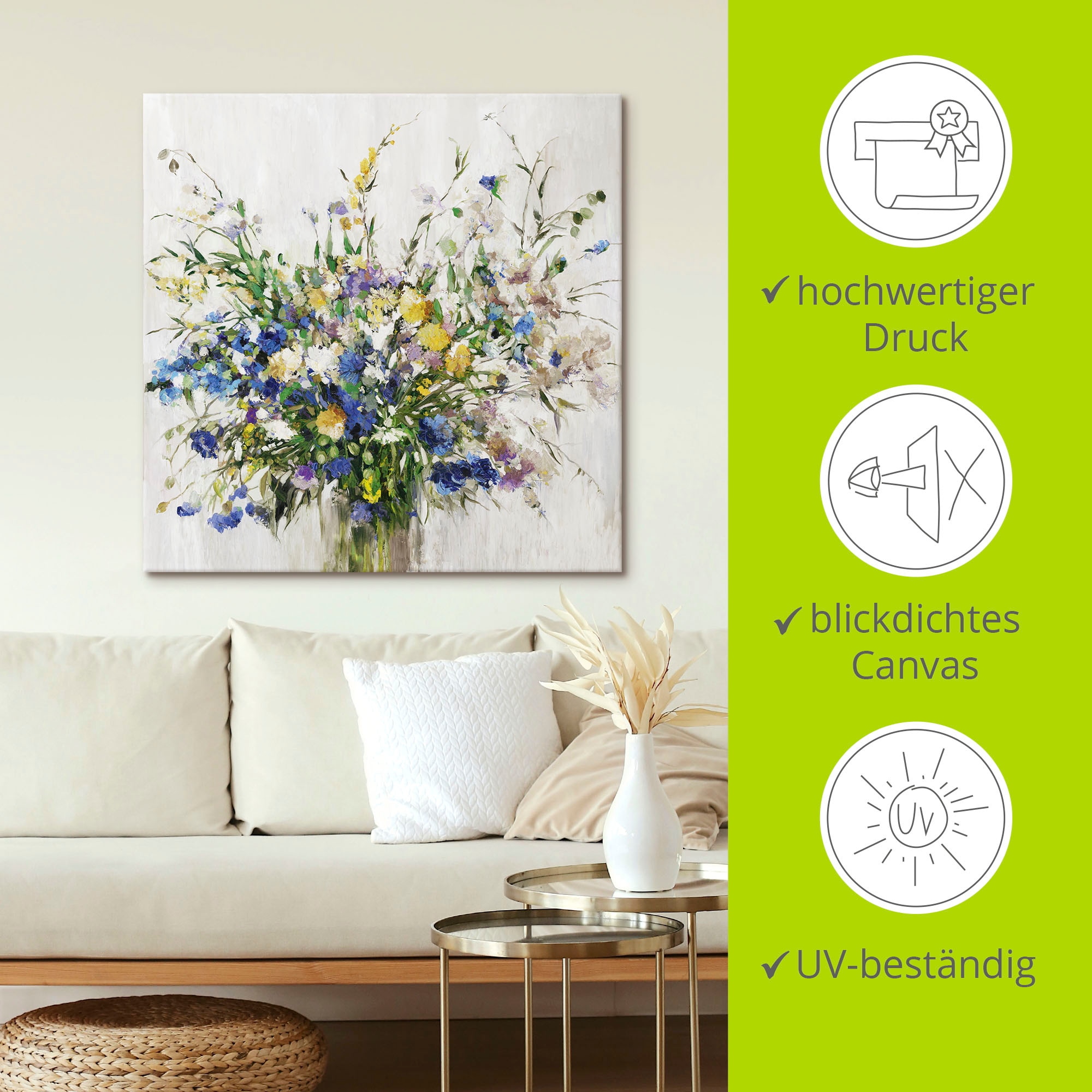 Artland Tableau sur toile »Wildblumenstrauss« 1 cuis tlg. auf Holzrahmen gespannt