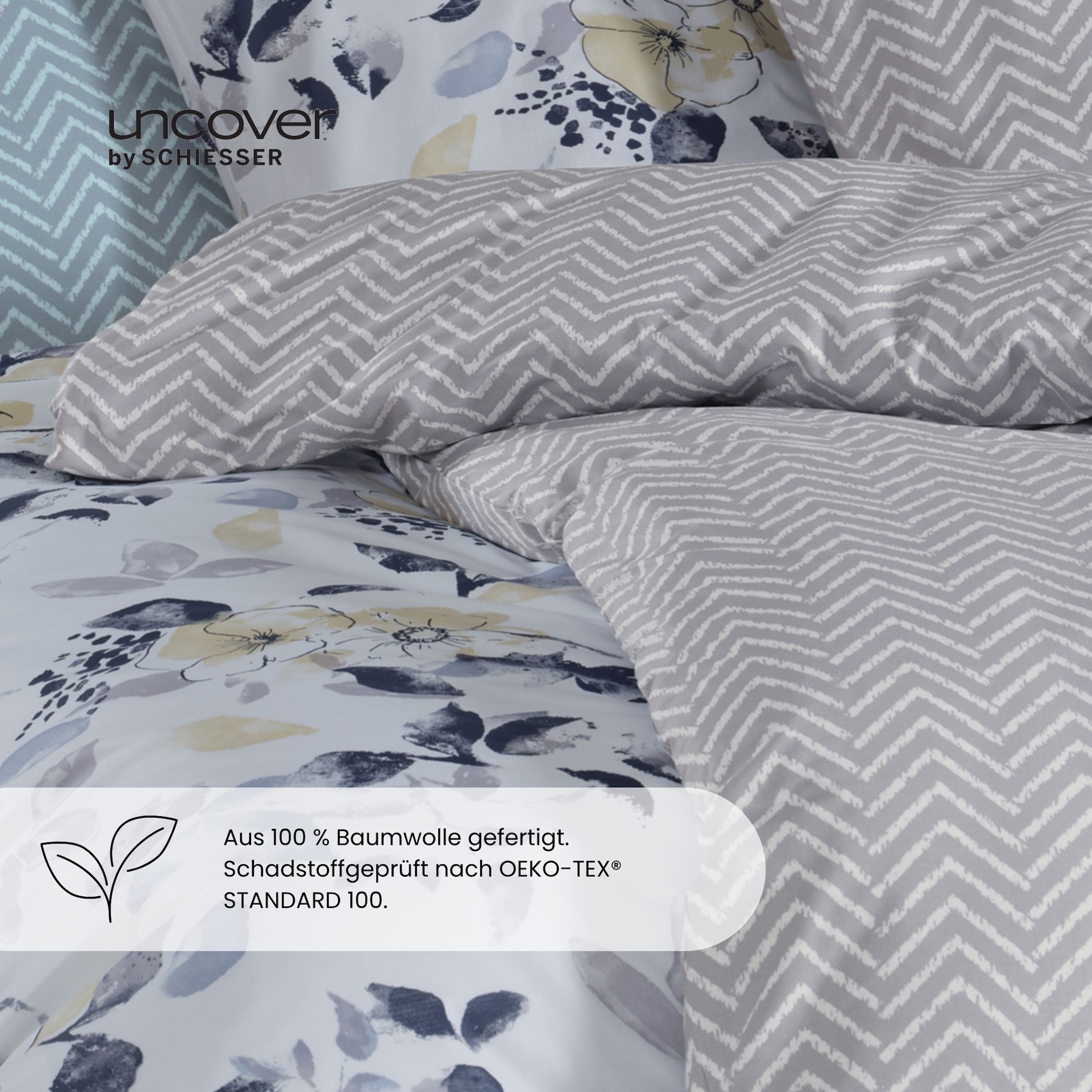 uncover by SCHIESSER Linge de lit »Florina aus weicher Baumwolle mit einem feinen Blütenprint« 2 cuis Made in Green