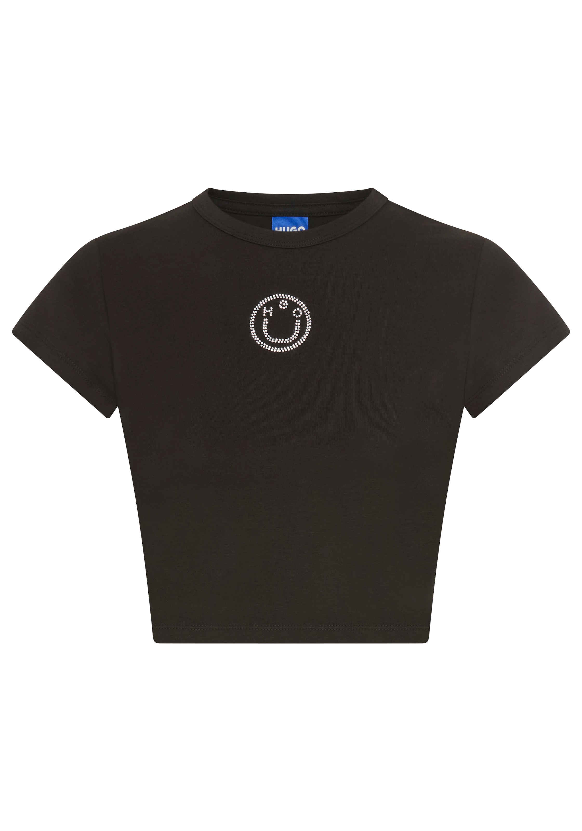 HUGO Blue T-shirt à manches courtes »Dome« Cropped, mit Strass-Logo