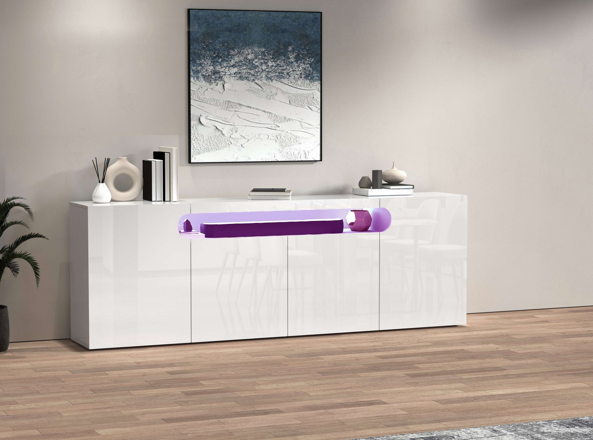 GOODproduct Sideboard »Sideboard REAL, Kommode, Schrank, Kredenz« 1 Stk. tlg. Mit 4 Türen, davon 2 abgerundet, die ein ovales offenes Fach bilden