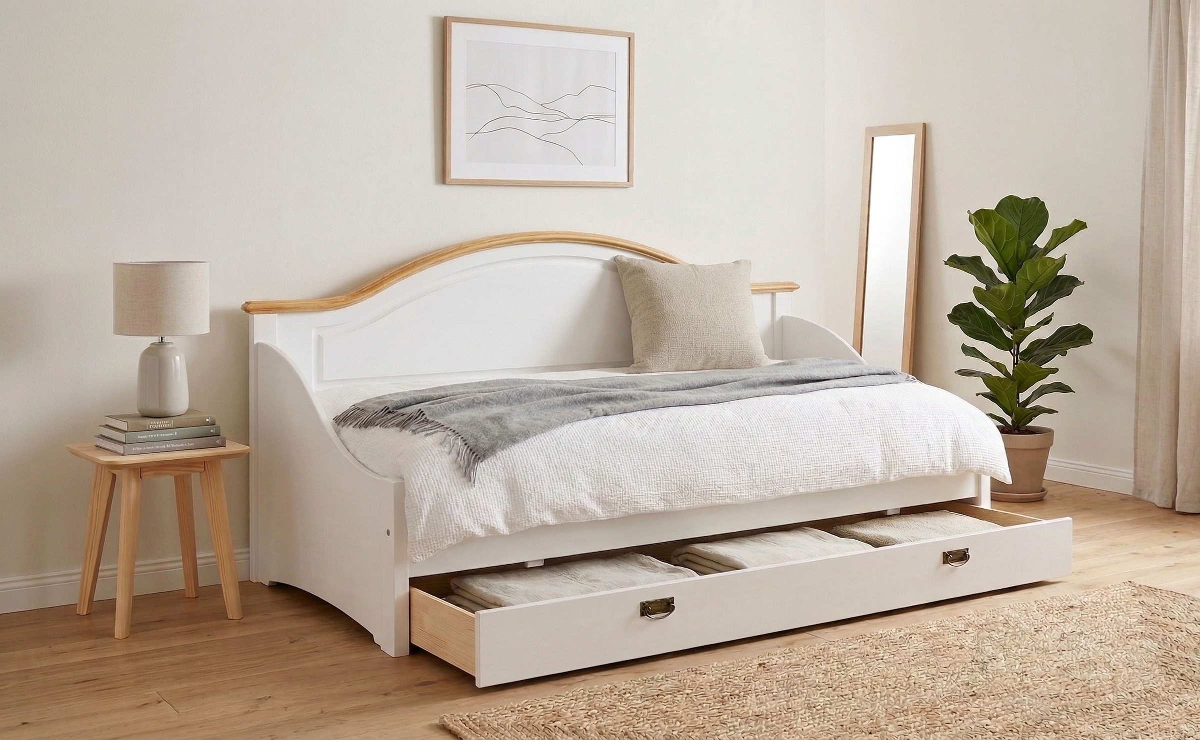 GOODproduct Lit de jour »Konrad« stabile Konstruktion aus massiver Kiefer, mit Rollrost
