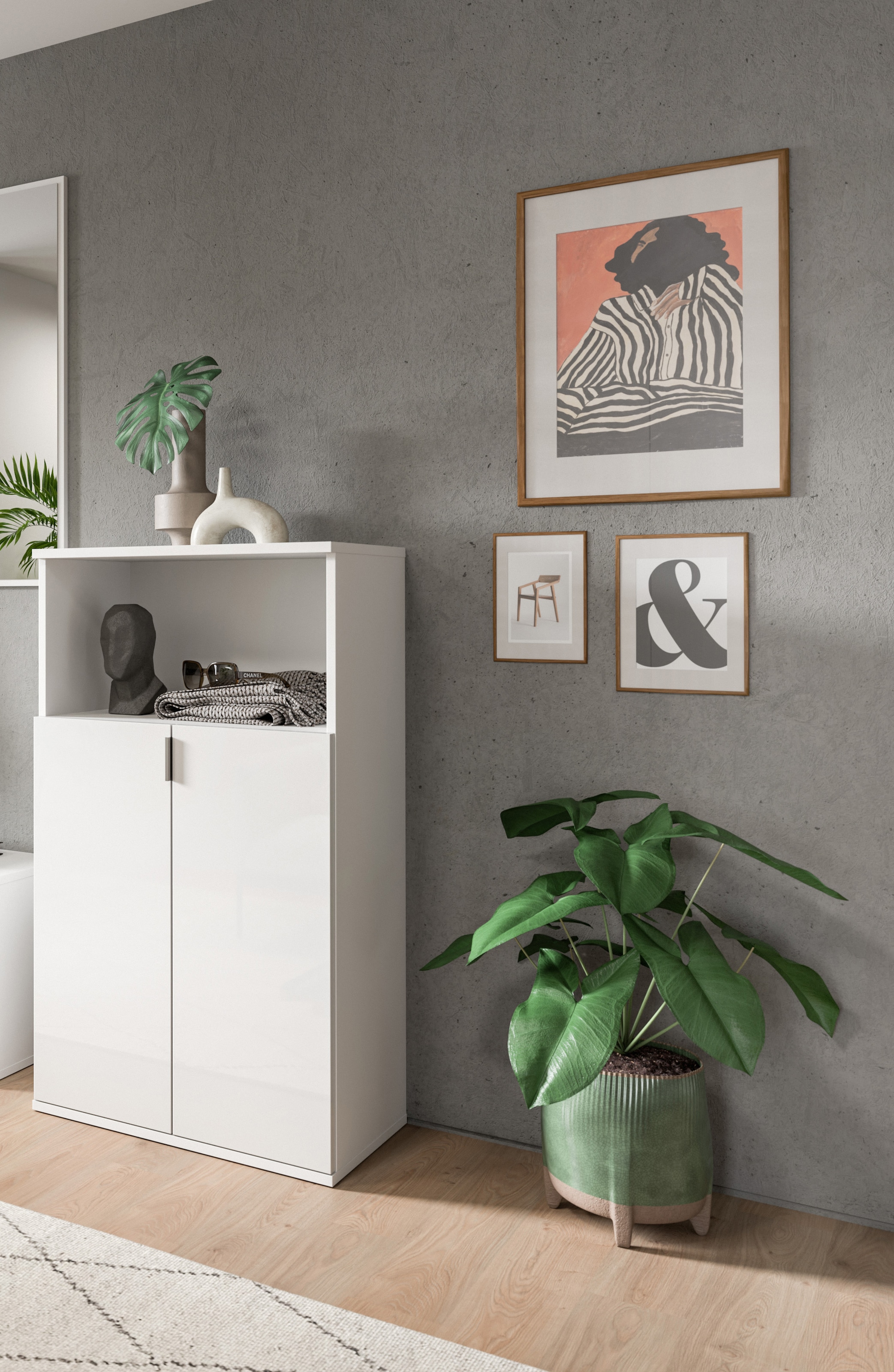 Home affaire Schuhschrank »Trondheim Schuhschrank, Höhe 110 cm,« 1 Stk. tlg. hochglanz, für ca. 12 Paar Schuhe, 3 Einlegeböden, Schuhschrank,Flur