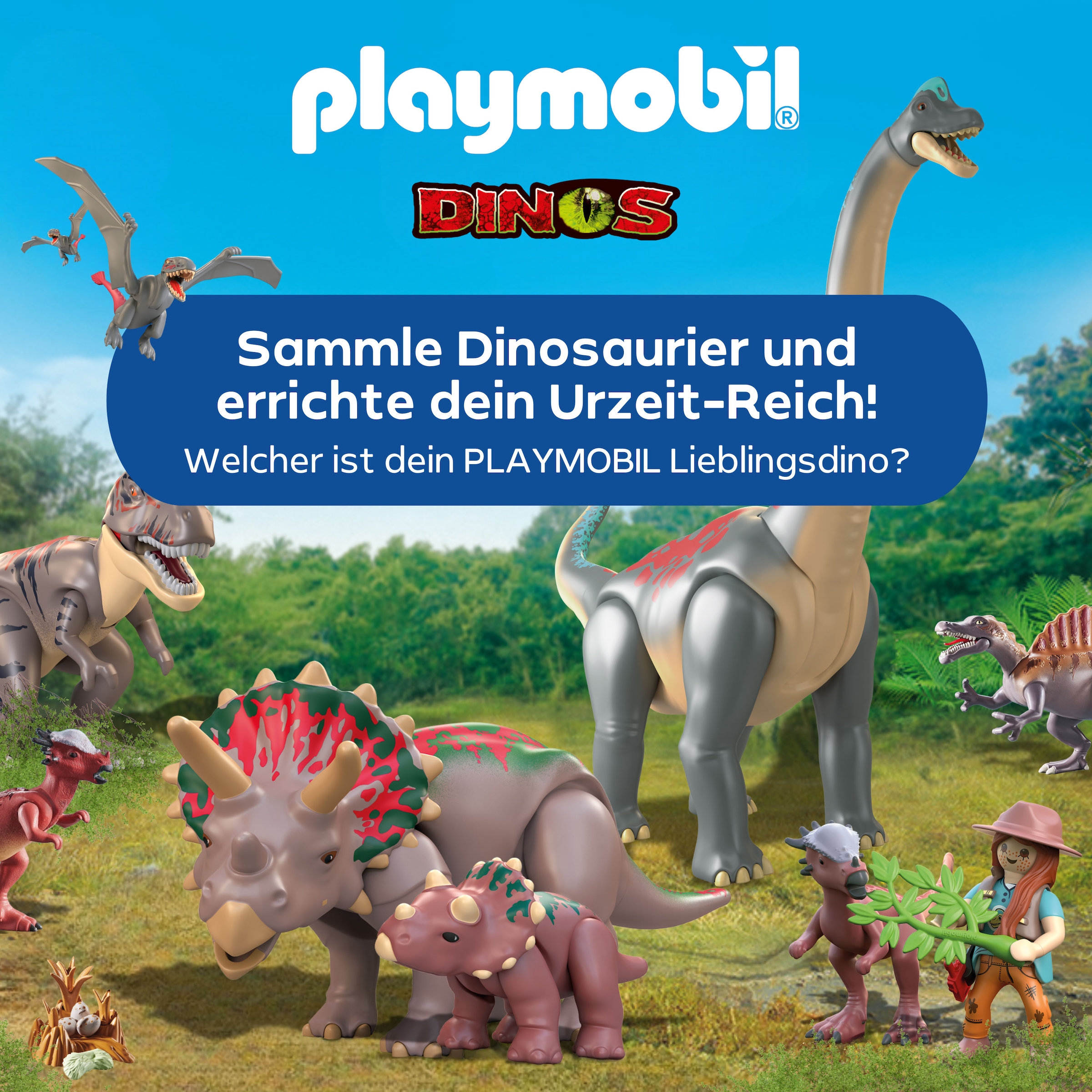 Playmobil® Jeu de construction »Triceratops mit Jungtier (71821), Playmobil Dinos«