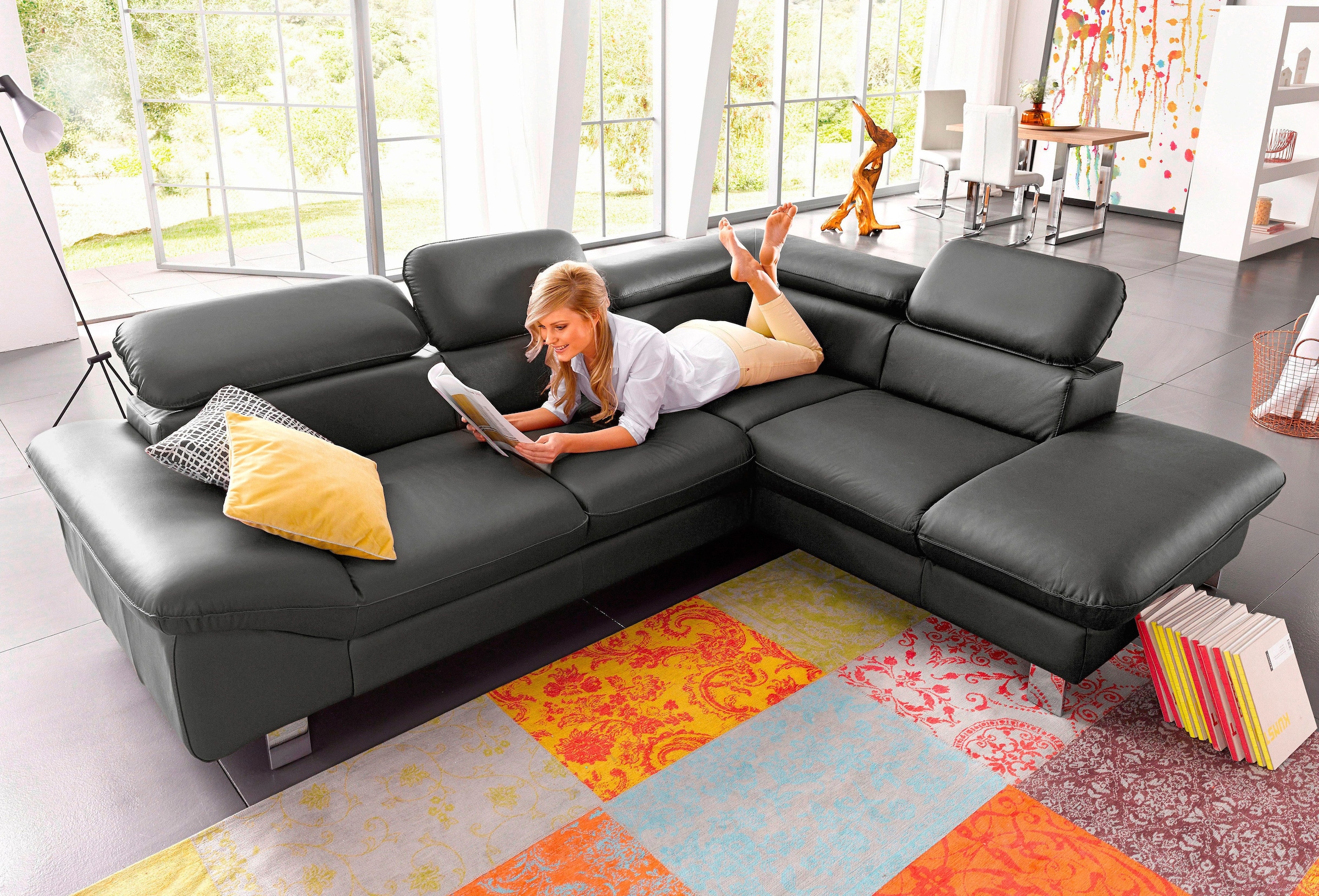 COTTA Canapé d'angle »Driver L-Form« mit Kopfteilverstellung, wahlweise mit Bettfunktion & Bettkasten