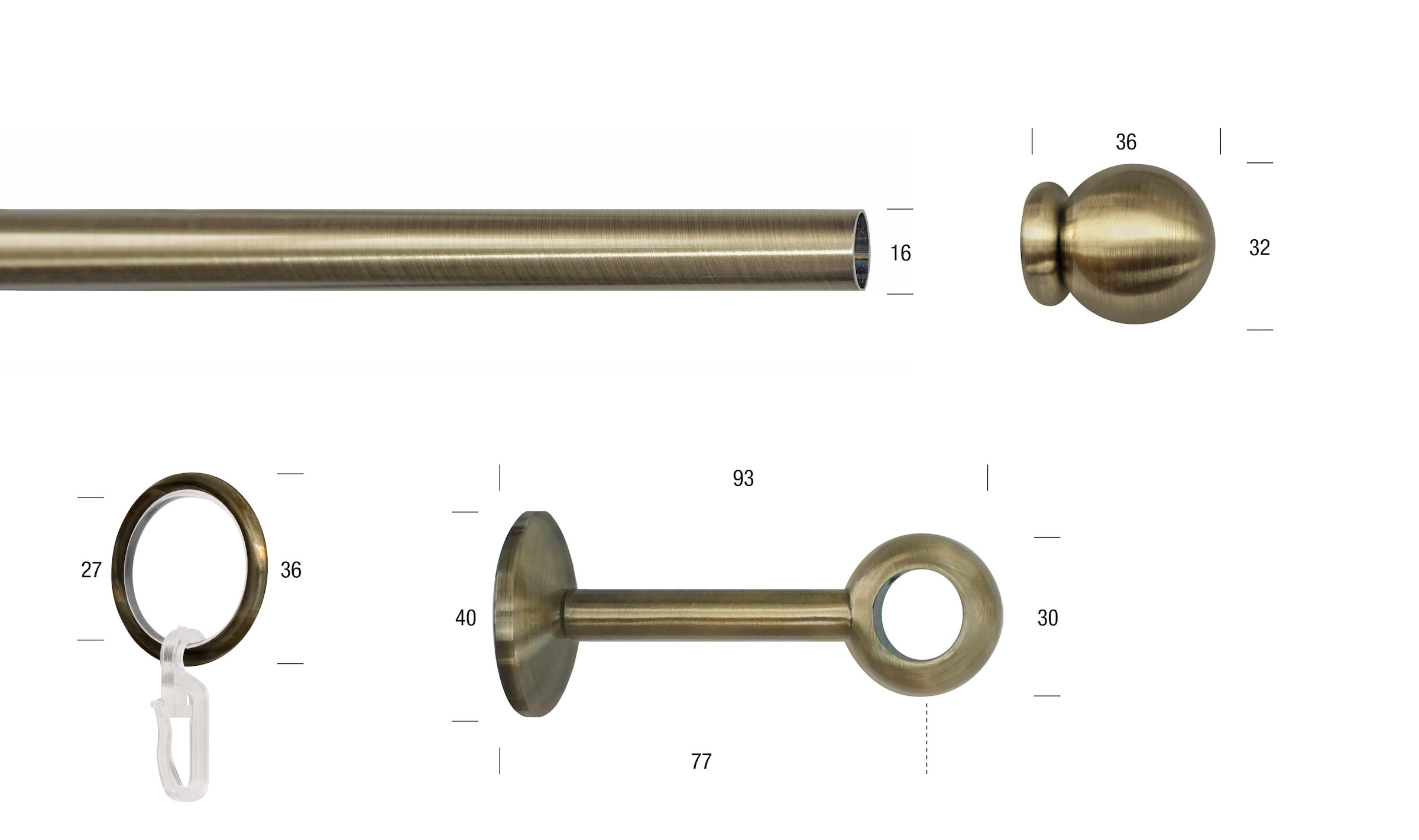 GARESA Gardinenstange »ESPERANCA« Ø 16 mm 1 läufig-läufig Wunschmasslänge rustikale Vorhanggarnitur, verlängerbar, Eisen, Endk. Kugel, m. Ringe