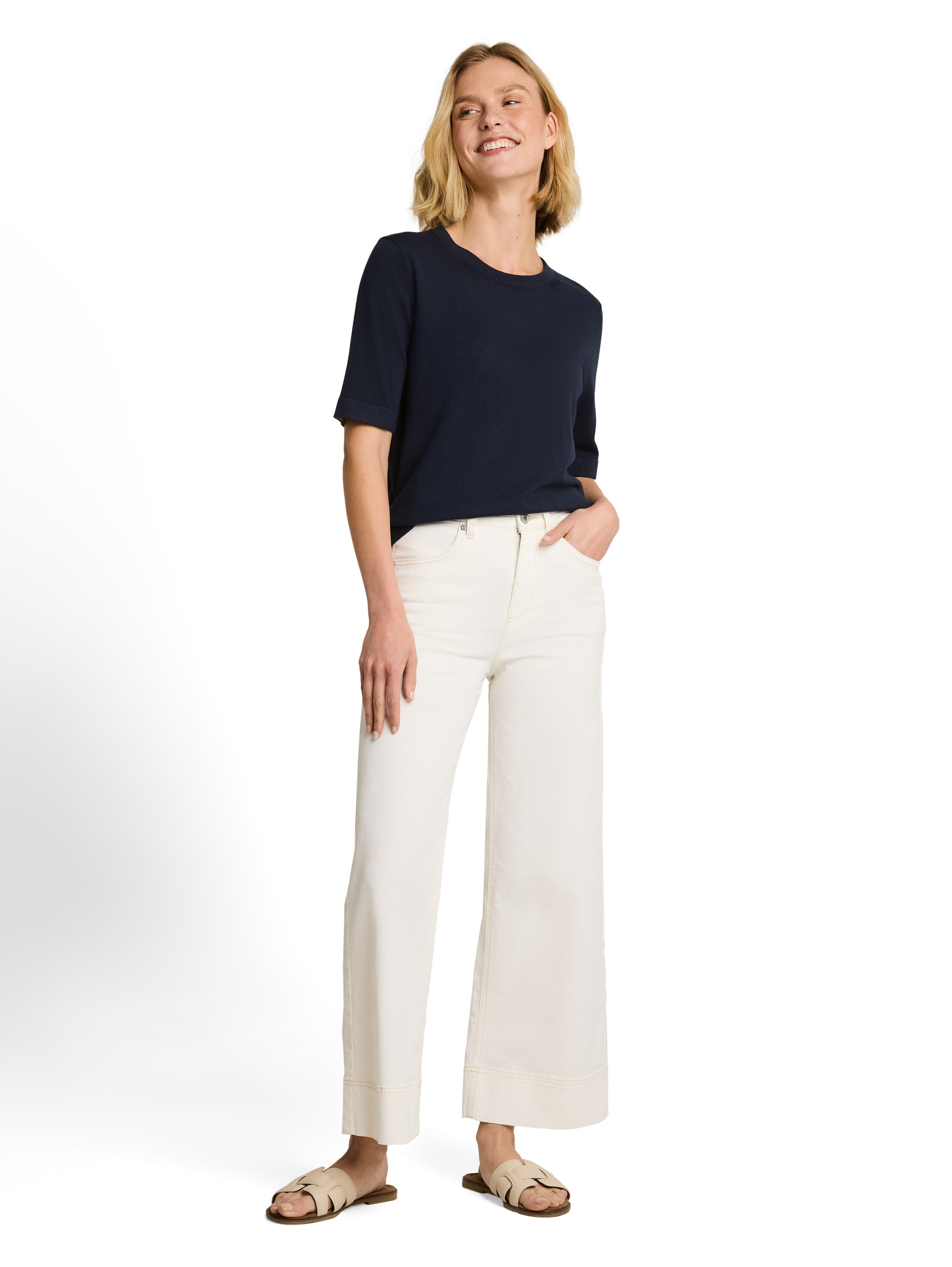 TOM TAILOR Pull en tricot Pull d'été - manches demi-longues - avec viscose et stretch