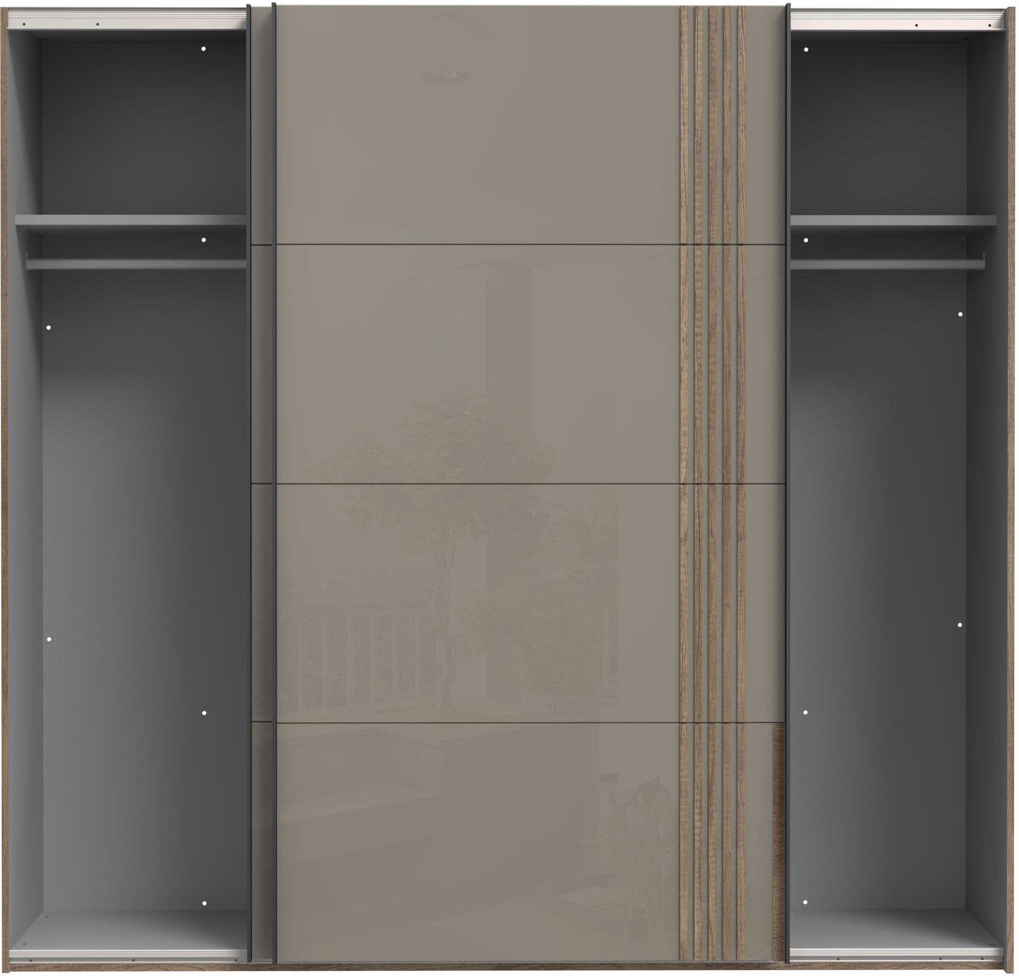 FORTE Schwebetürenschrank Hochglanzfront, Metallgriffleisten