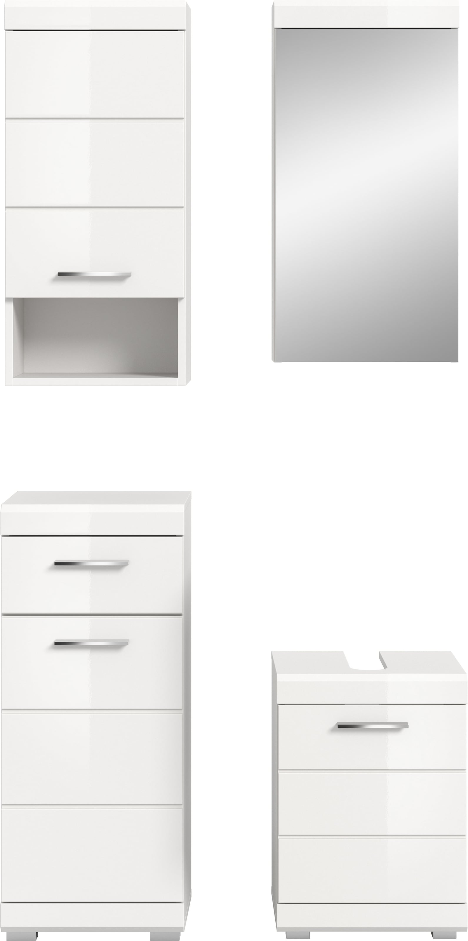 welltime Badmöbel-Set »SIENA, 4-tlg., WBU, Spiegelschrank, Hänge- & Unterschrank, MDF-Front«