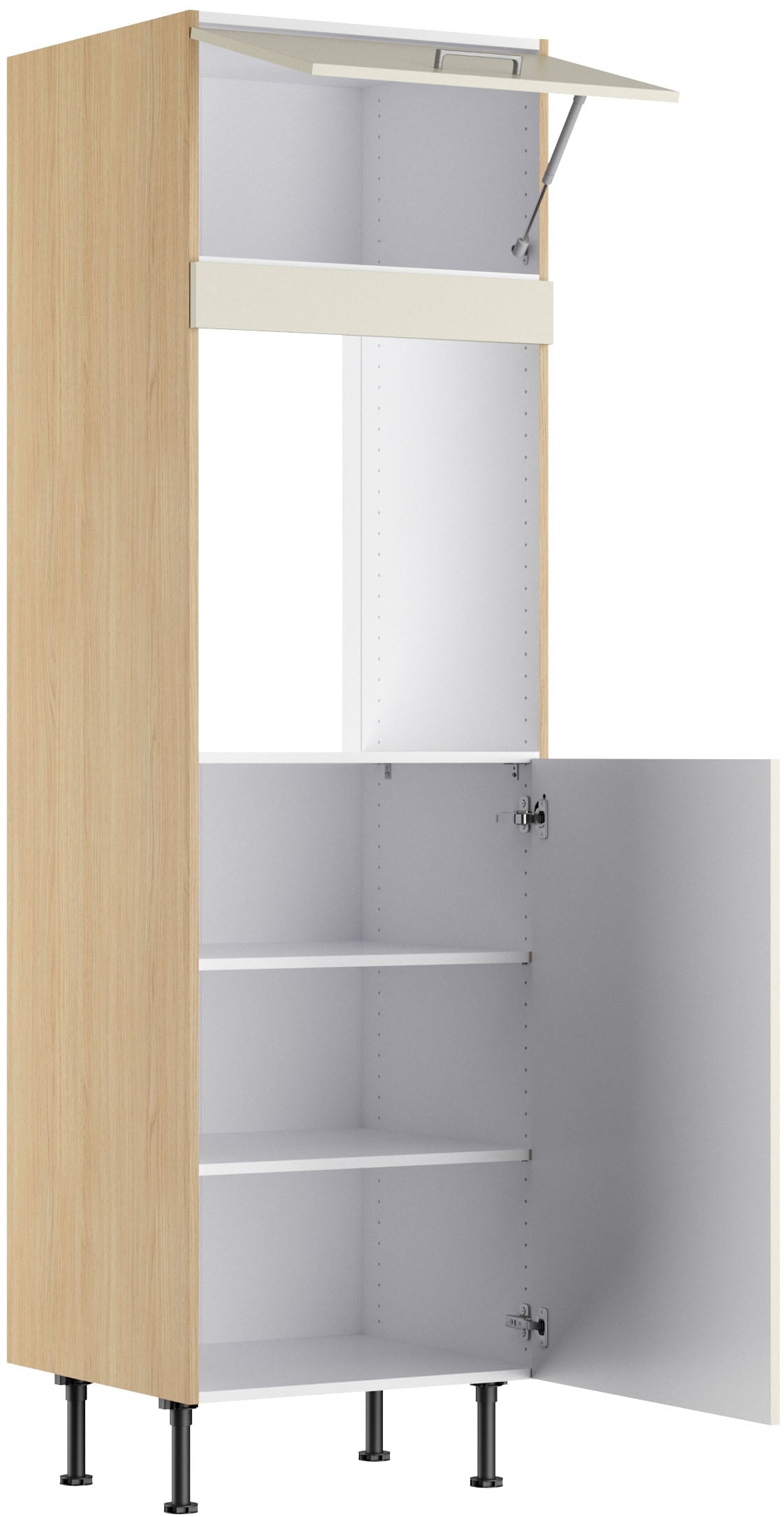 KOCHSTATION Backofenumbauschrank »KS-Lucy« Breite 60 cm, mit 1 Tür, 1 Klappe, Soft-Close, höhenverstellbare Füsse