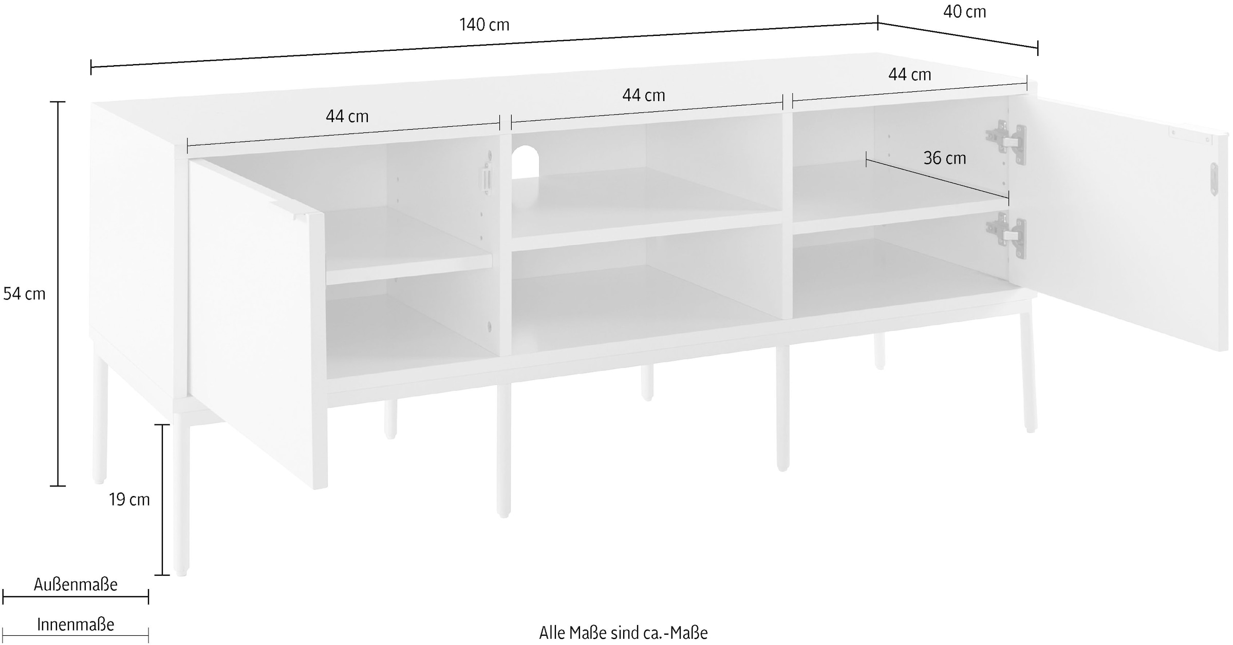 s.Oliver Meuble TV »Kallby« 1 cuis tlg. lackiertes MDF, Kabelmanagement, Soft-Close Funktion, Breite 140 cm