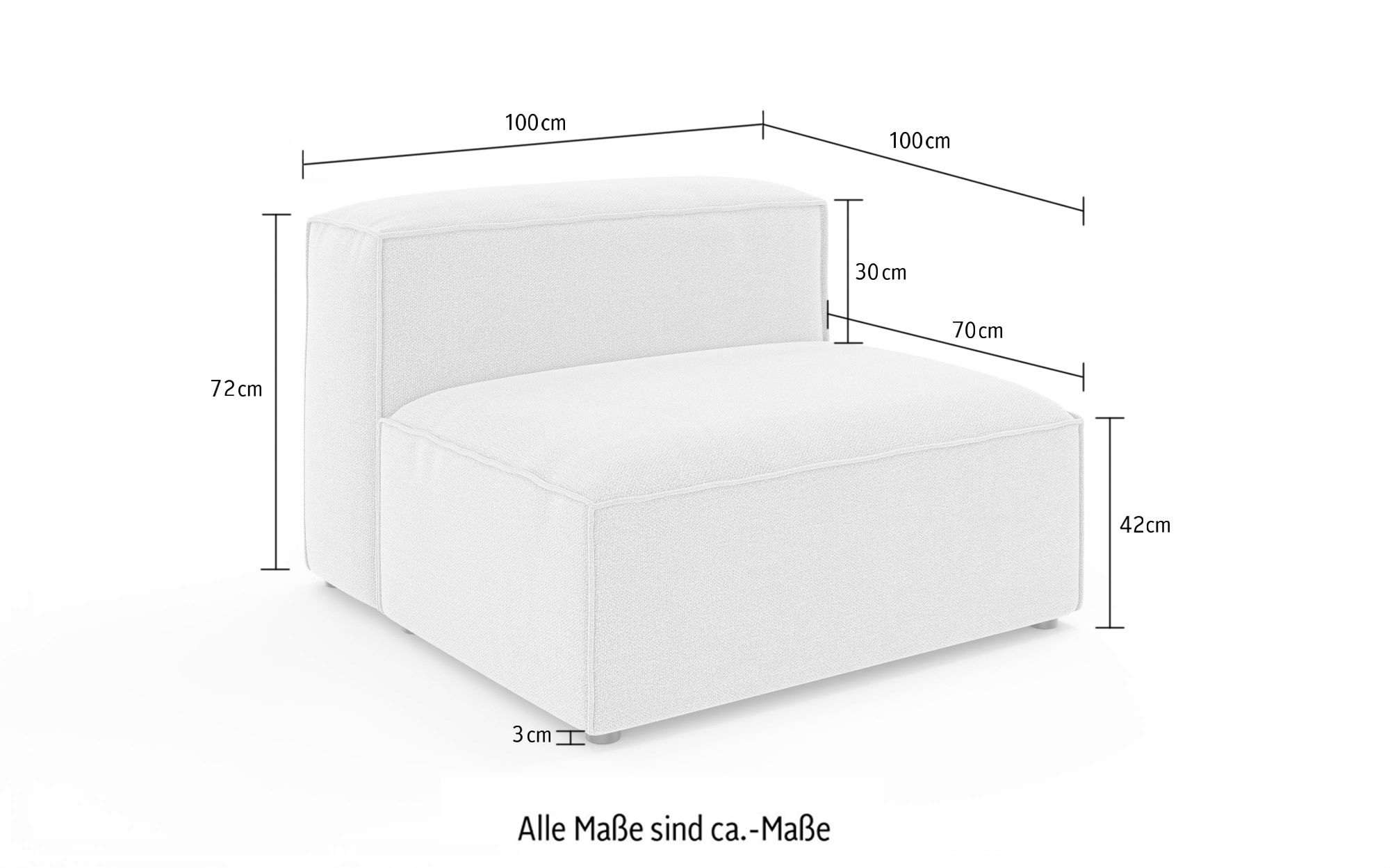 INOSIGN Sessel »HAILY Sofa-Mittelelement, Masse B/T/H: 100/100/72 cm« als Modul oder separat verwendbar, für individuelle Zusammenstellung
