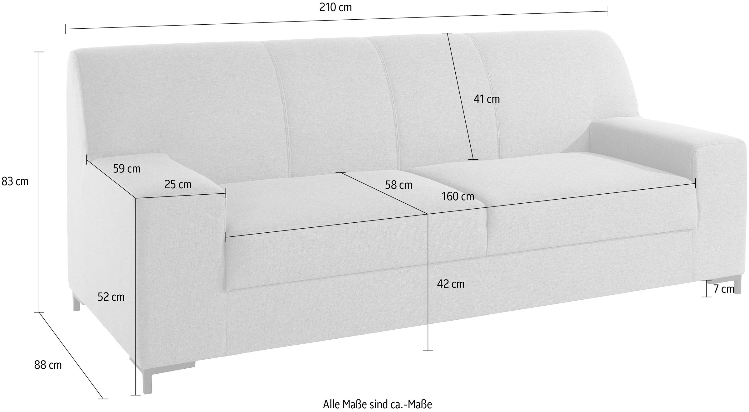 DOMO collection 2-Sitzer »Ledas kubisch und komfortabel, flache Armlehnen, eleganter Fuss,« in vielen Farben erhältlich