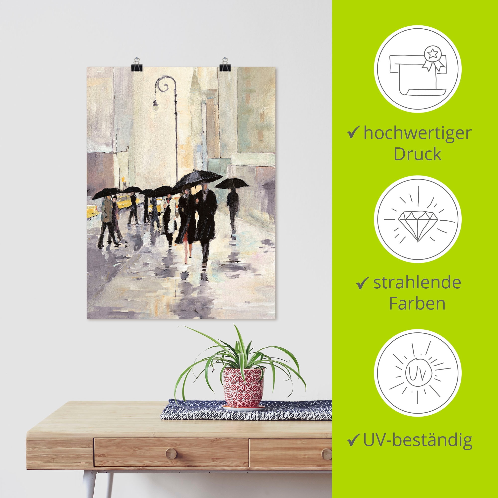 Artland Fresque murale »Stadt im Regen« 1 cuis tlg. als Leinwandbild, Poster in verschied. Grössen