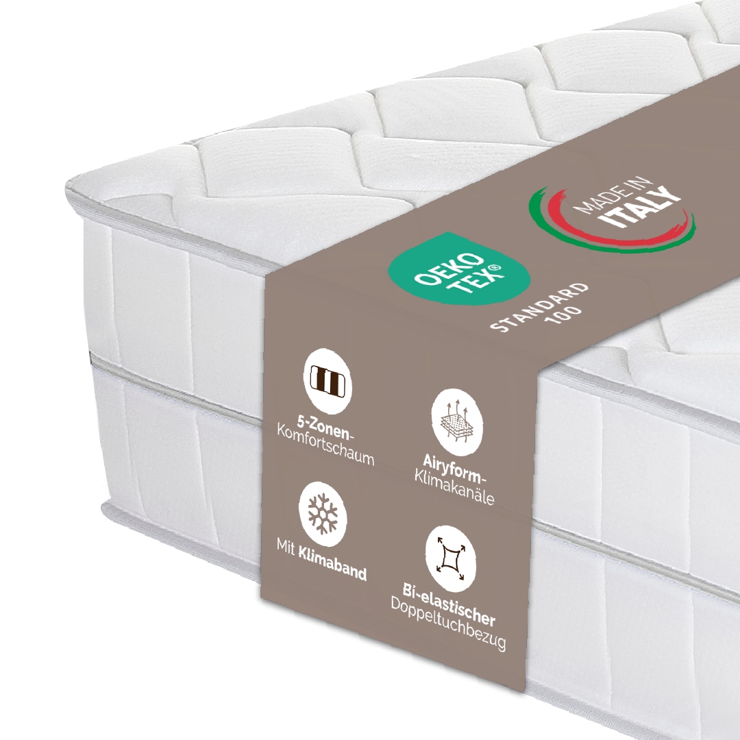 DI QUATTRO Komfortschaummatratze »Matratze Airy Form 15, Matratze in verschiedenen Grössen erhältlich« 15 cm hoch Raumgewicht: 28 kg/m³ 1 Stk. tlg. Die Matratze, die atmet. Besonders atmungsaktiver Kern. Top bewertet.