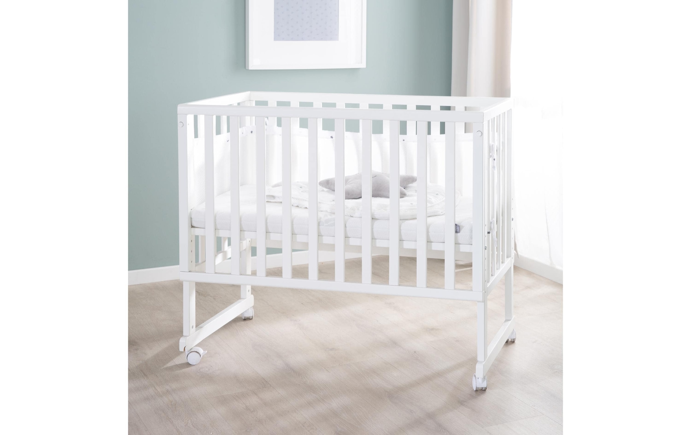 roba® Babybett »Stubenbett inklusive Matratze Canvas-Barriere Mesh-Umrandung«