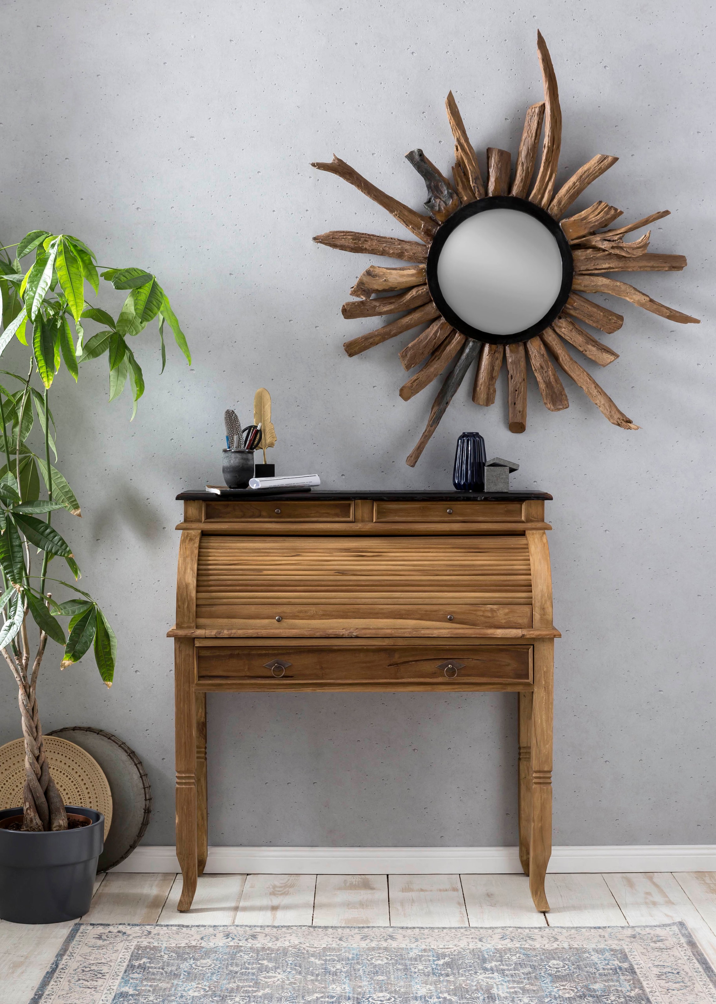 SIT Miroir »Romanteaka Altholz Teak Vintage Shabby Chic Wandspiegel« Miroir en teck recyclé style shabby chic vintage