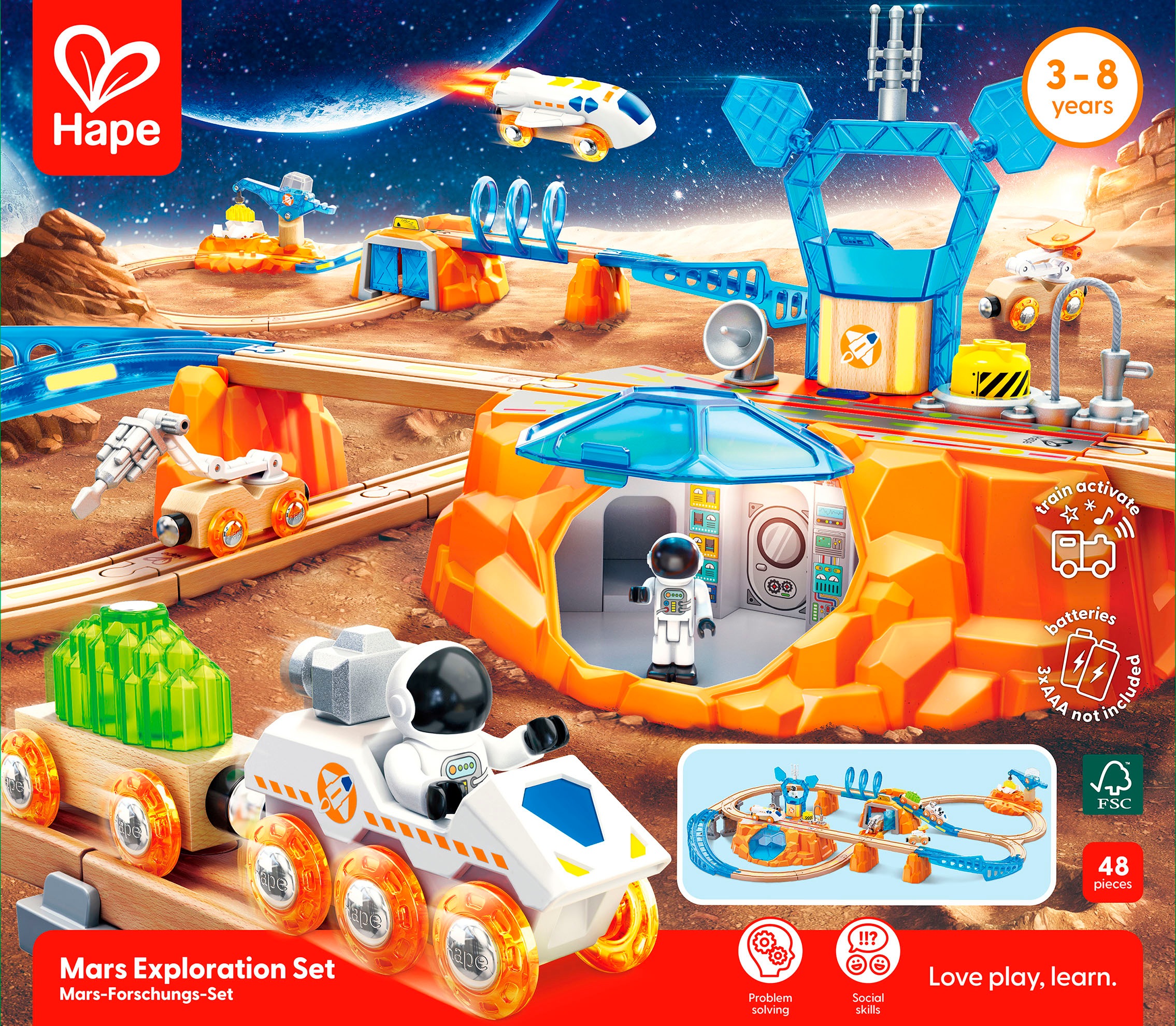 Hape Train jouet »Zugset - Mars-Erkundung« avec lumière et son