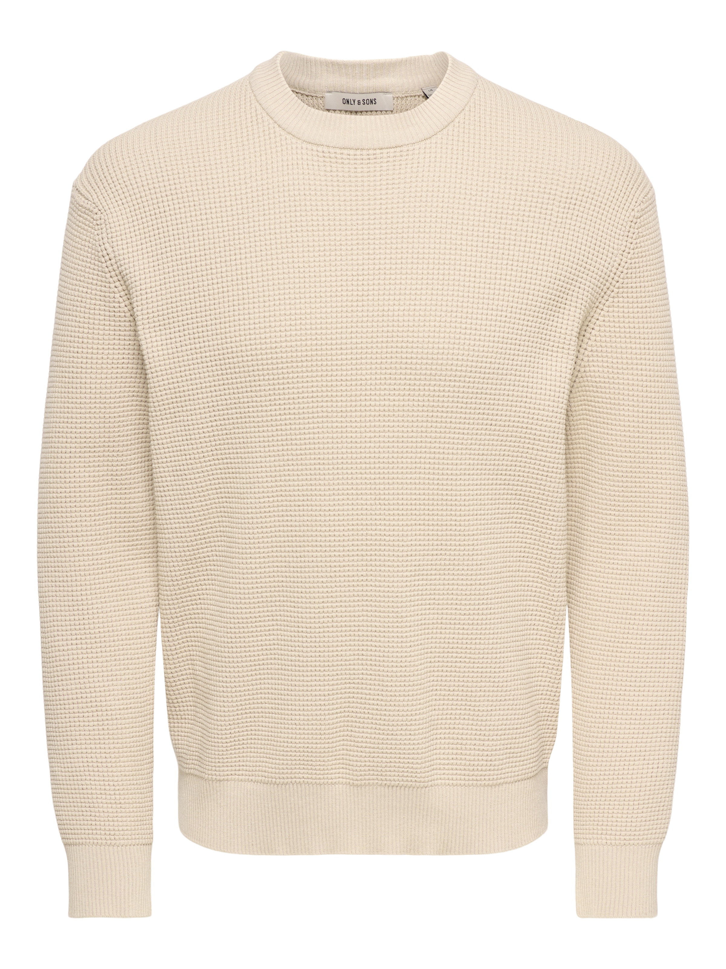 ONLY & SONS Pull à col rond »ONSMARIUS LS WAFFLE CREW REG OTL« mélange coton, coupe régulière