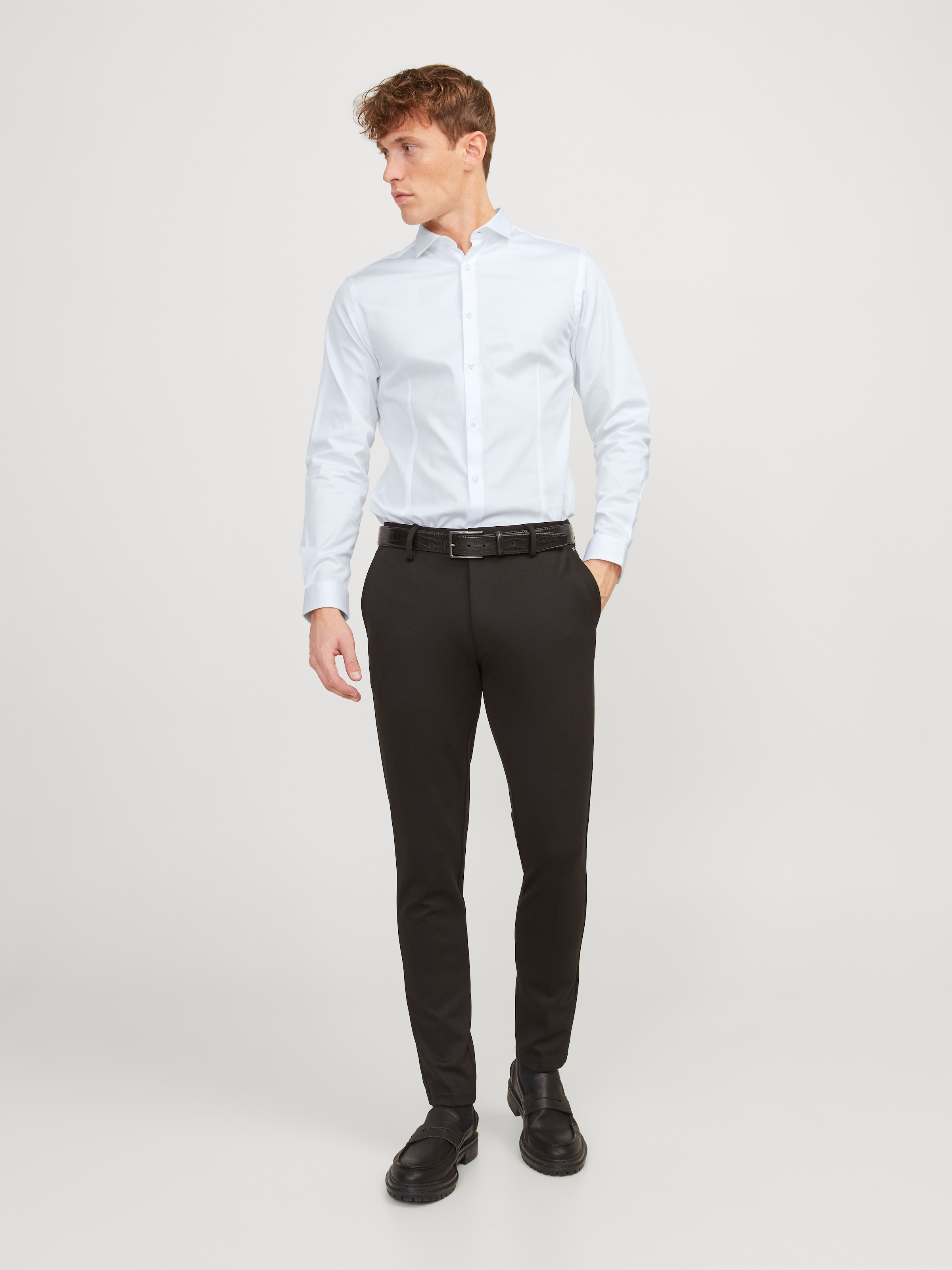 Jack & Jones Businesshemd »JJPRPARMA in Skinny Fit, Stretchanteil und verstellbaren Manschetten« sehr schmal, Web, Baumwollmischung