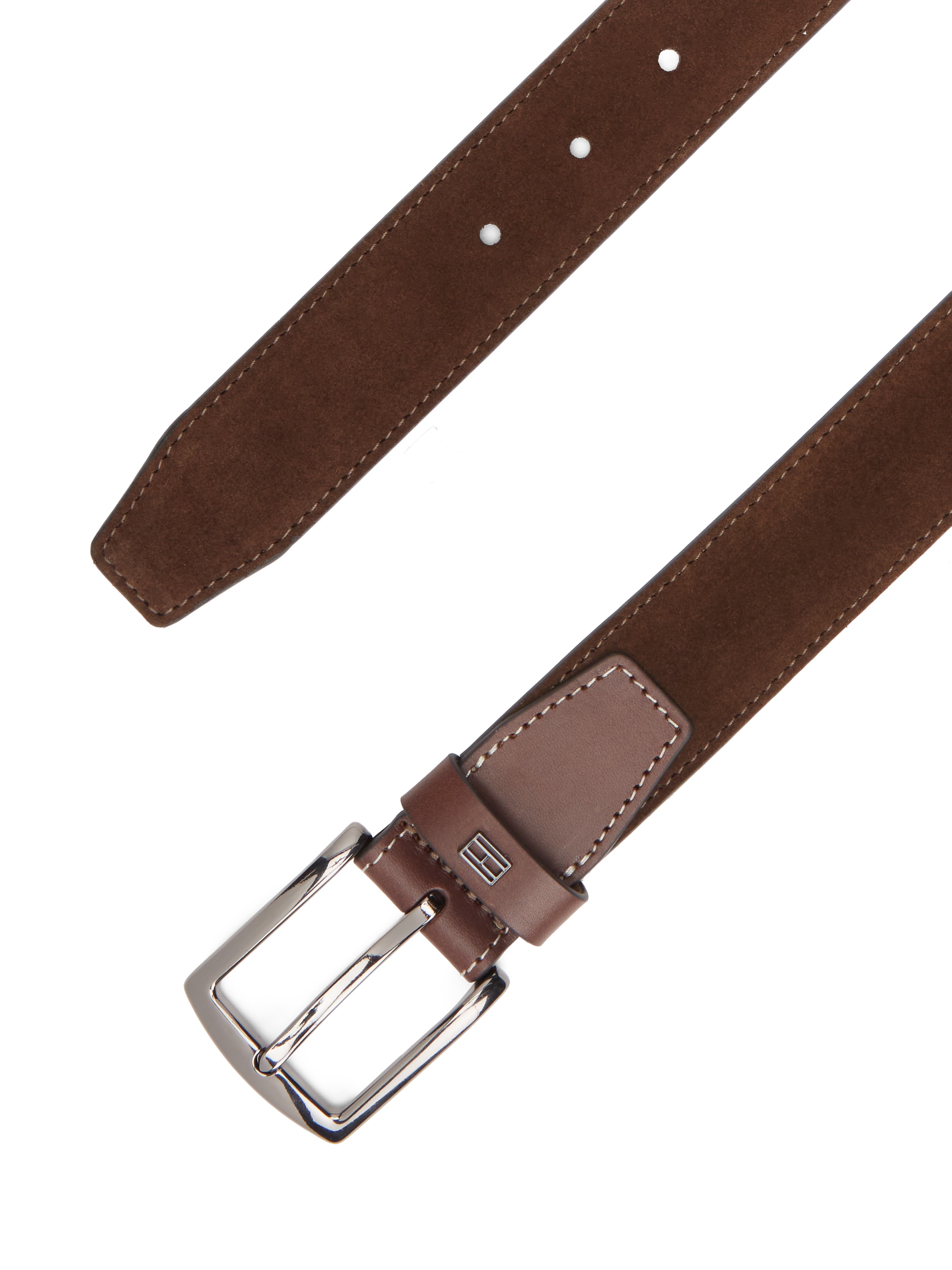 Tommy Hilfiger Ceinture en cuir »DENTON ELEVATED SUEDE 3,5 cm breit« en daim, coutures décoratives contrastées