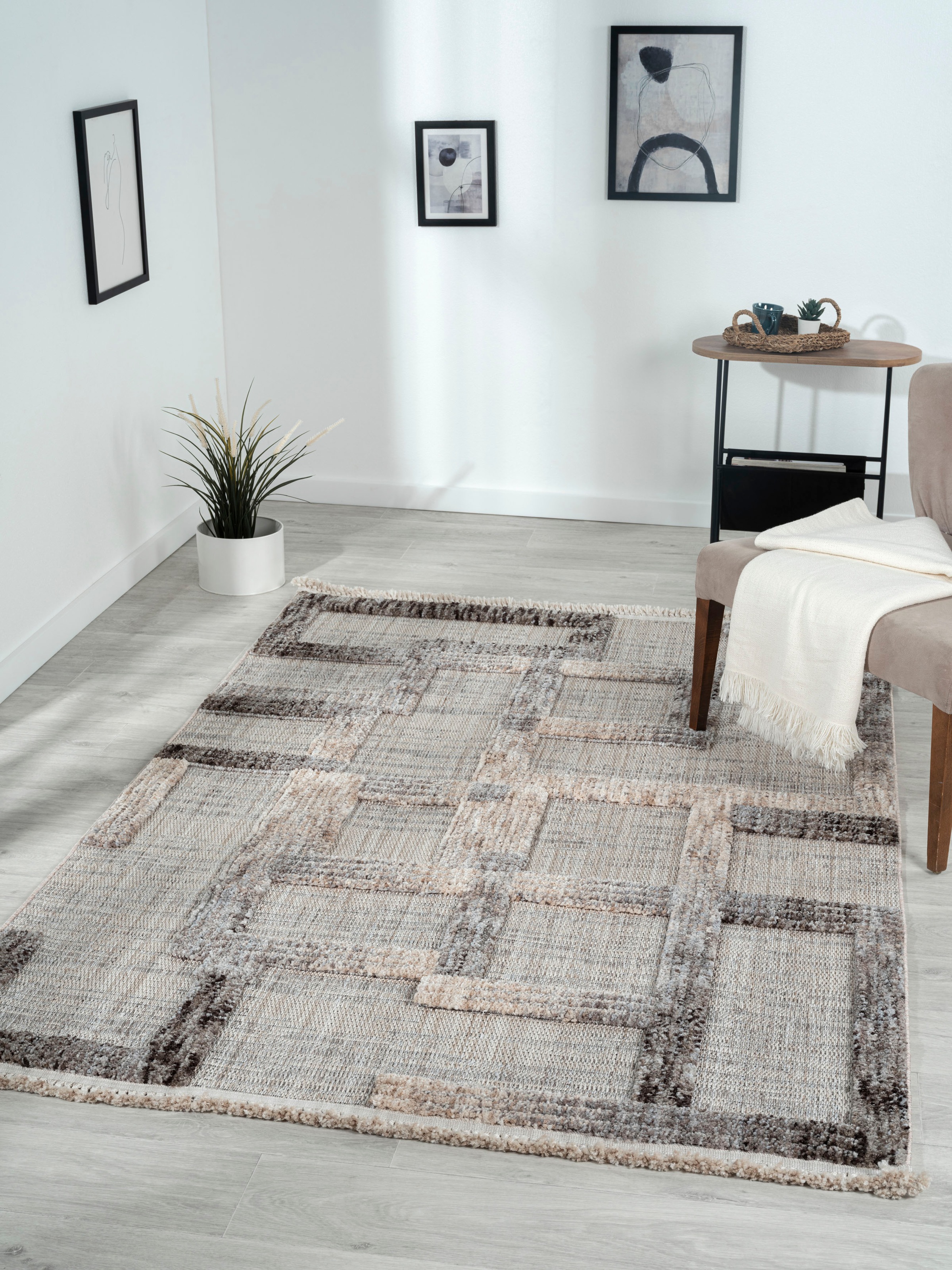 Myflair Möbel & Accessoires Teppich »Balania« rechteckig 15 mm Höhe Kurzflor, mit Hoch-Tief Effekt, besonders weich durch Microfaser