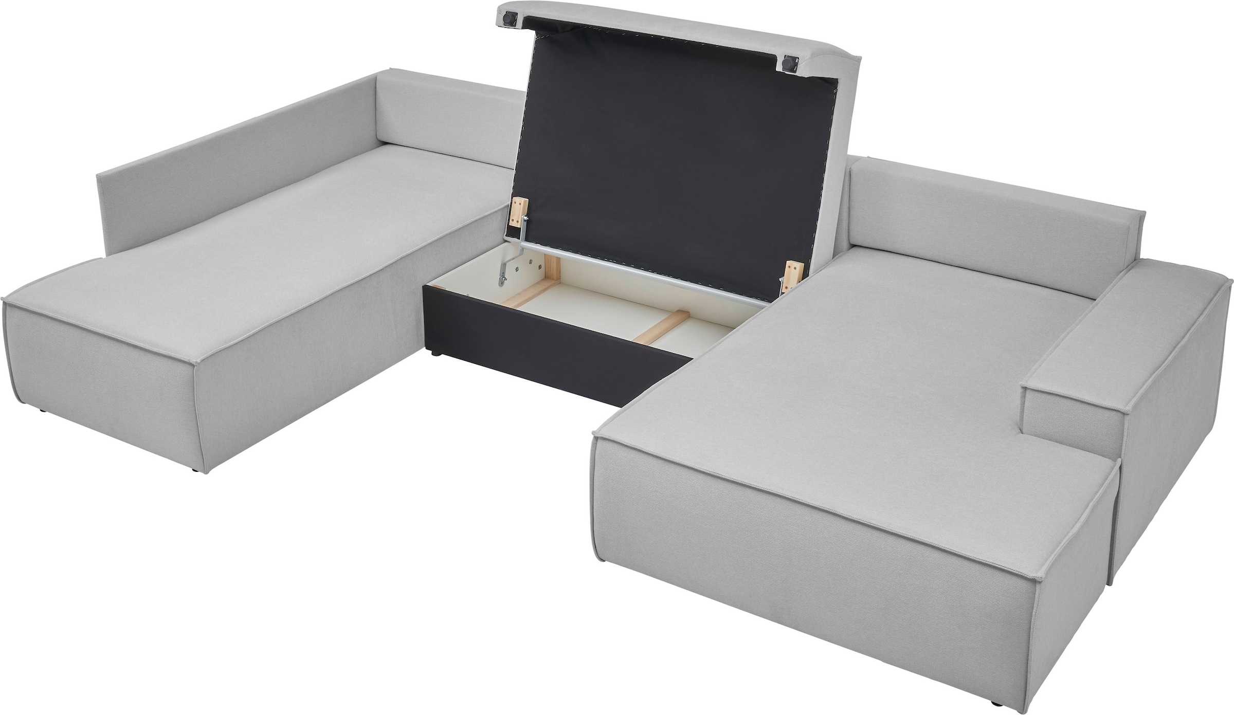 andas Paysage de salon »FINNLEY, U-Form XXL 329 cm, Schlafsofa, Schlaffunktion m. Bettkasten« verfügbar in den Stoffqualitäten Bouclé, Struktur fein und Mega Cord