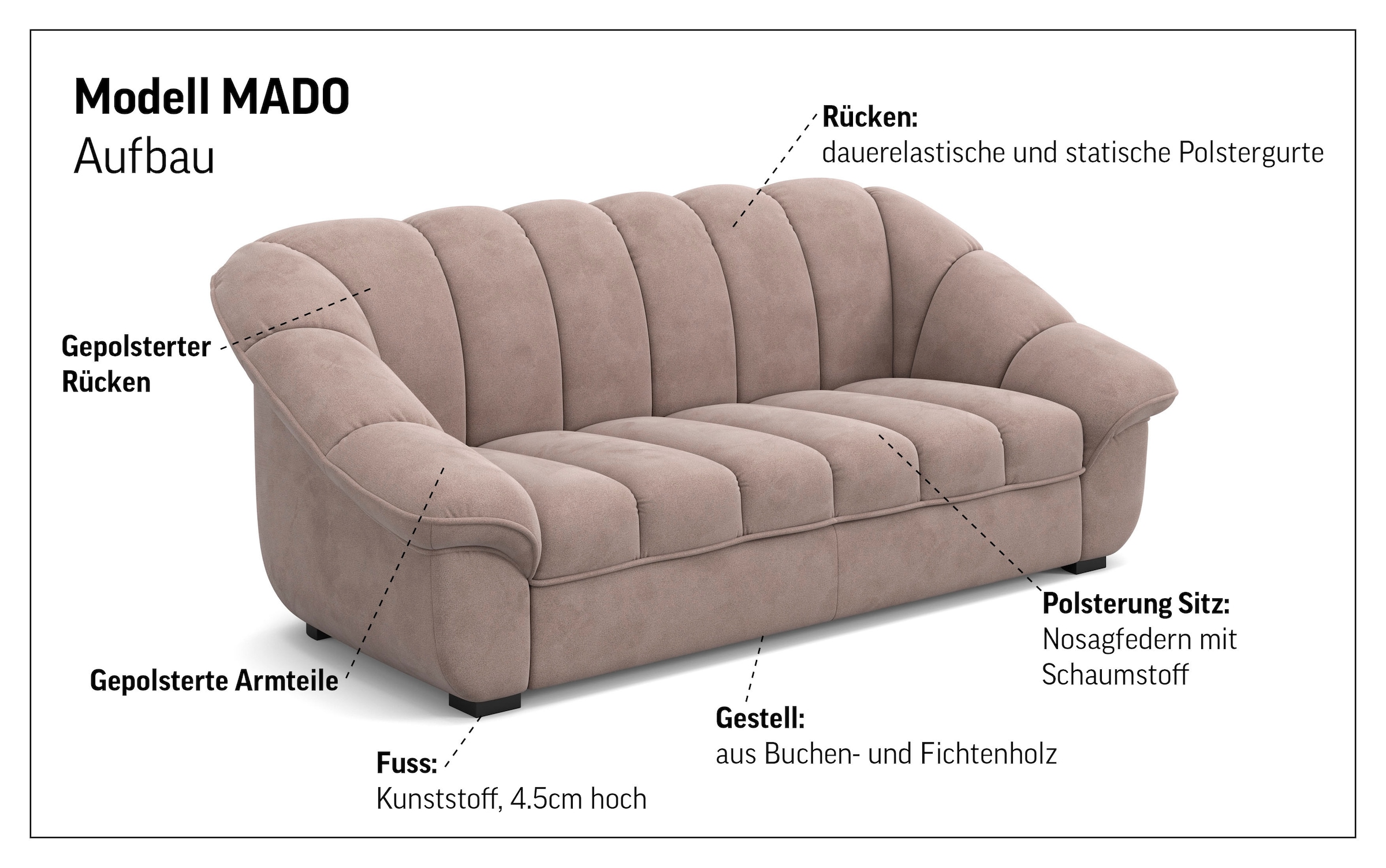 COTTA 3-places »Mado, Breite 215 cm« verschiedene Sofas individuell kombinierbar