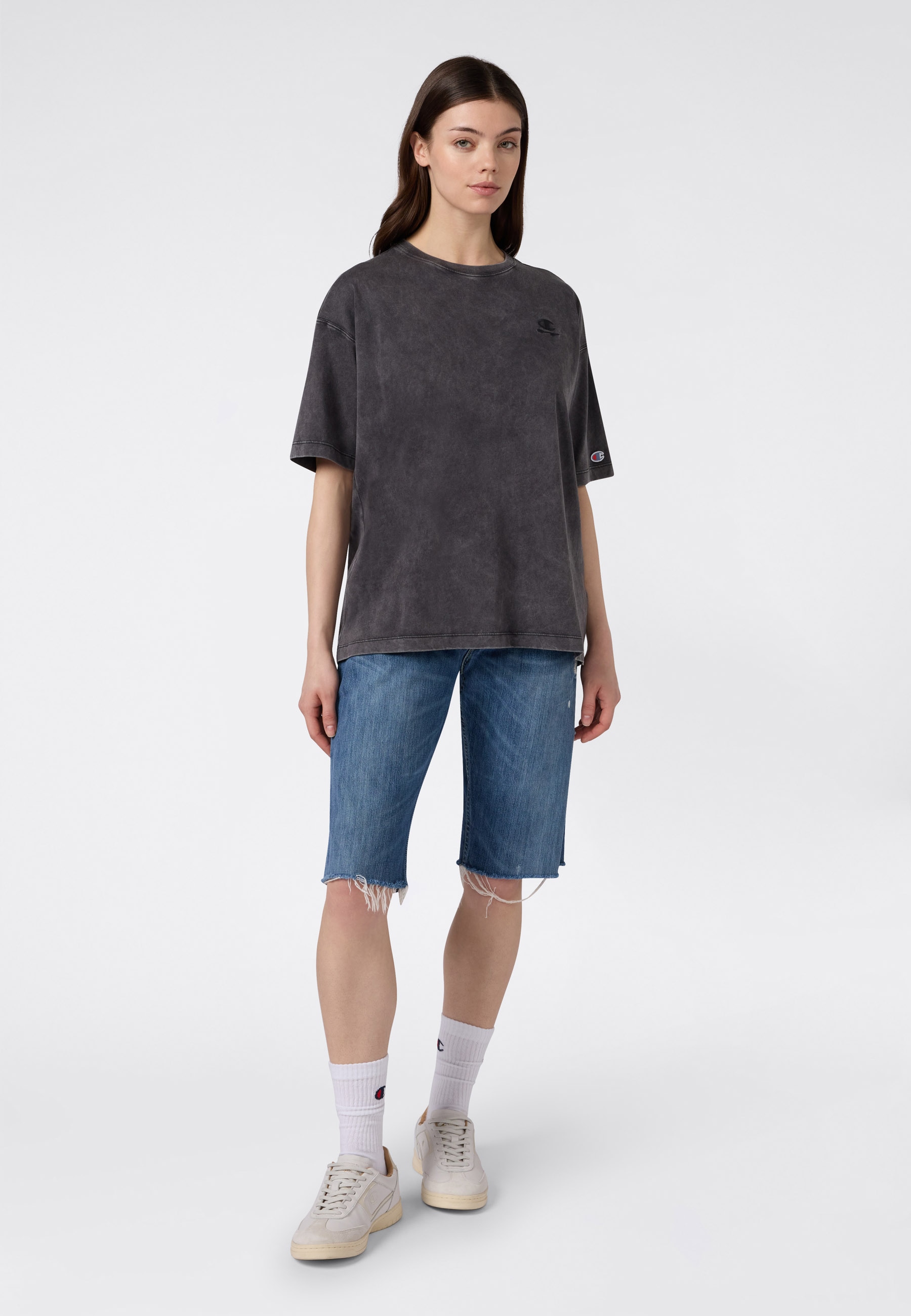 Champion T-shirt »ICONS WASH Oversize  T-Shirt« Kurzarm, für sportliche Aktivitäten und Freizeit, Rundhalsausschnitt