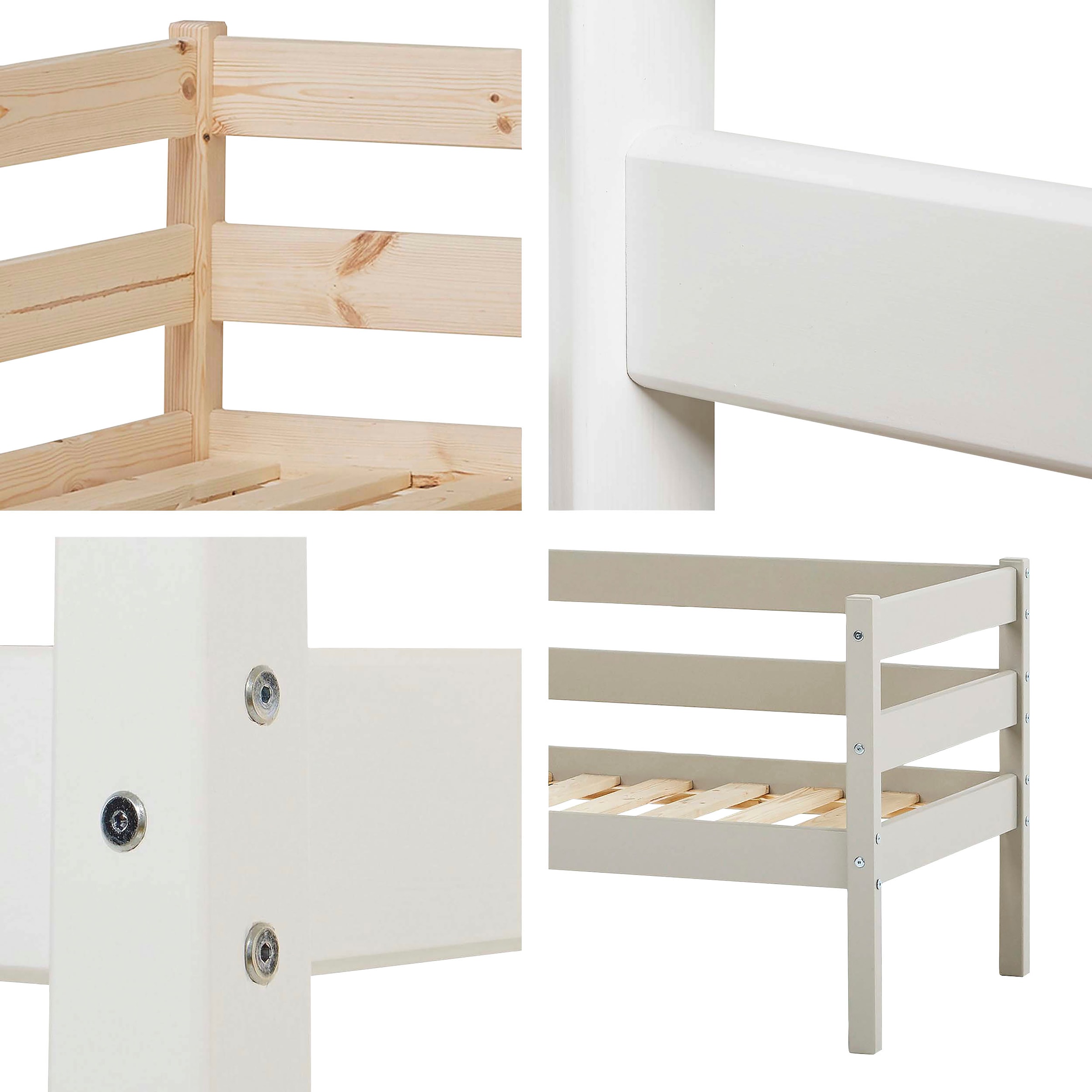 Hoppekids Einzelbett »ECO Comfort Kinderbett, Kiefer Massivholz, Jugendbett inkl. Rollrost« 70x160 cm, wahlweise in verschieden Farben/ Matratze/ Absturzsicherung